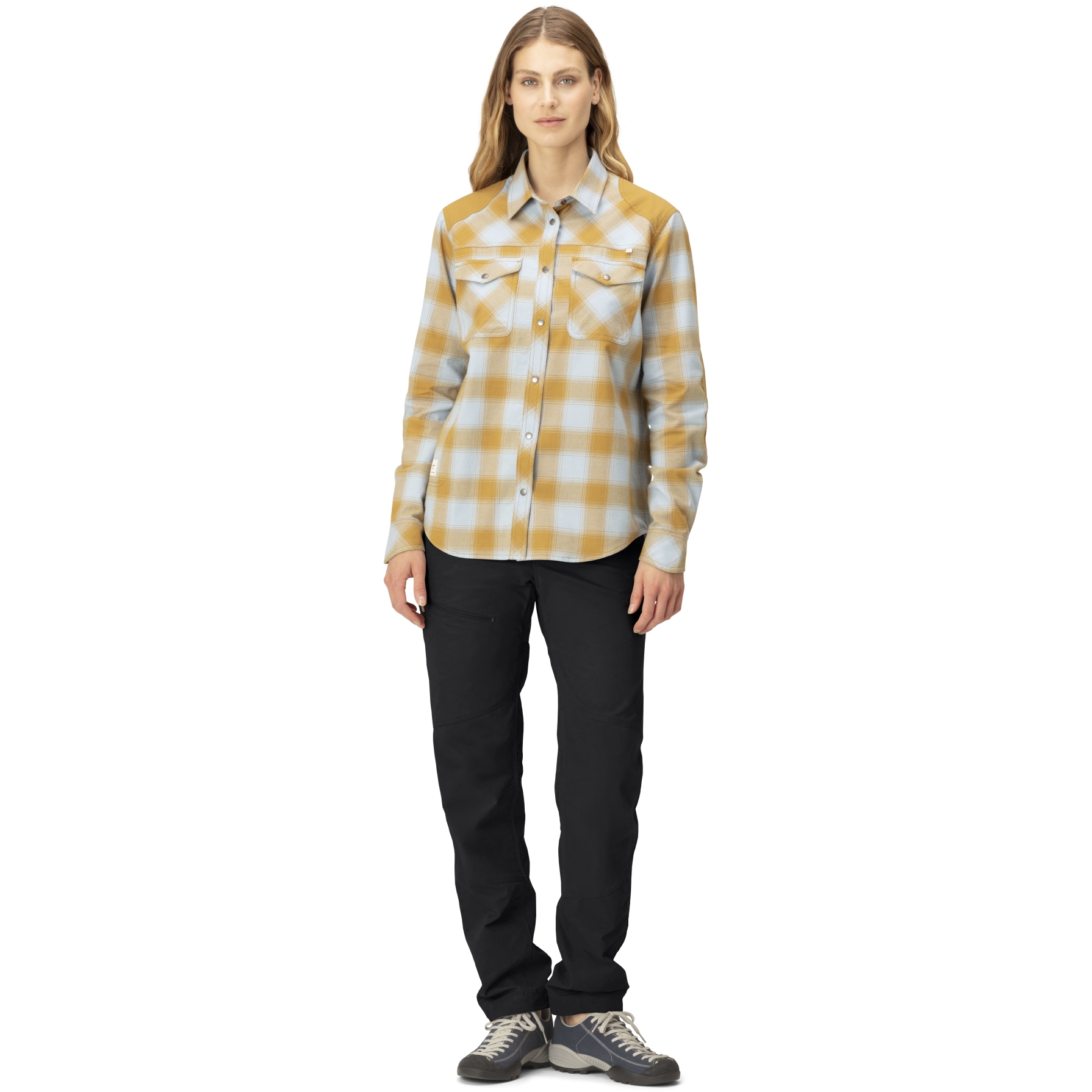 blue and gold flannel shirt womens