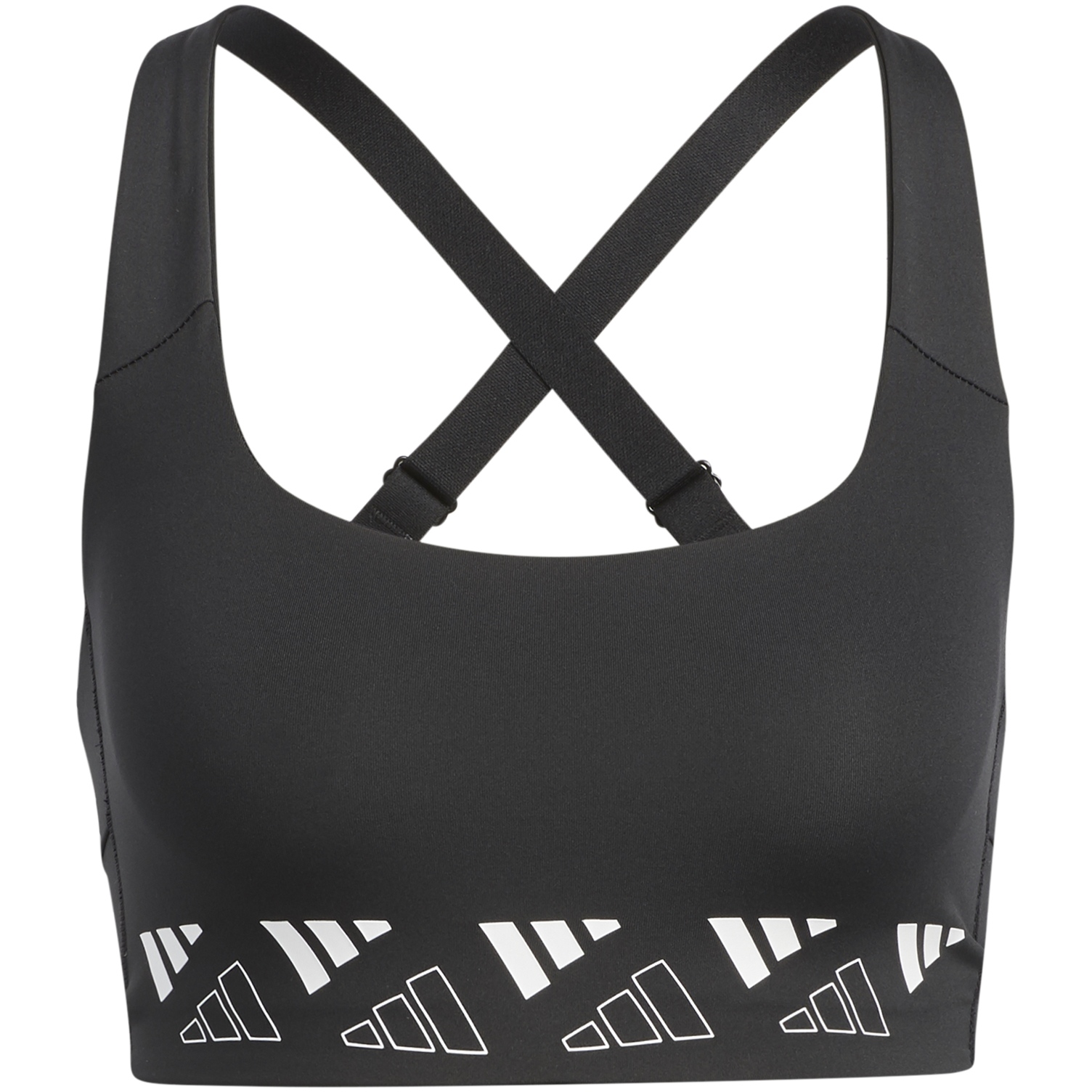 Image of adidas Women's Powerimpact Training Medium Support Logo Bra - Cup Size D - black/white HD7691