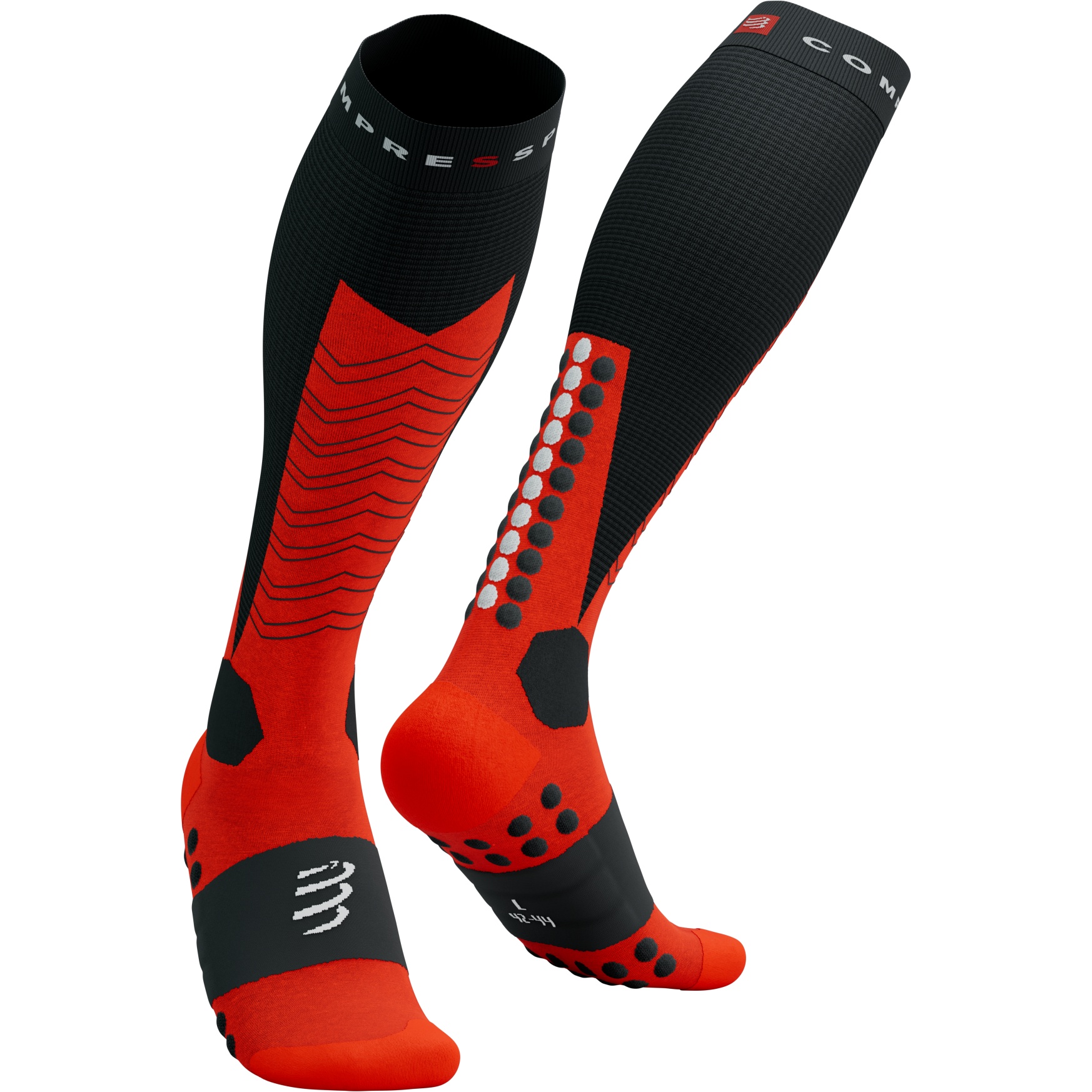 Produktbild von Compressport Ski Mountaineering Full Kompressionssocken - schwarz/rot