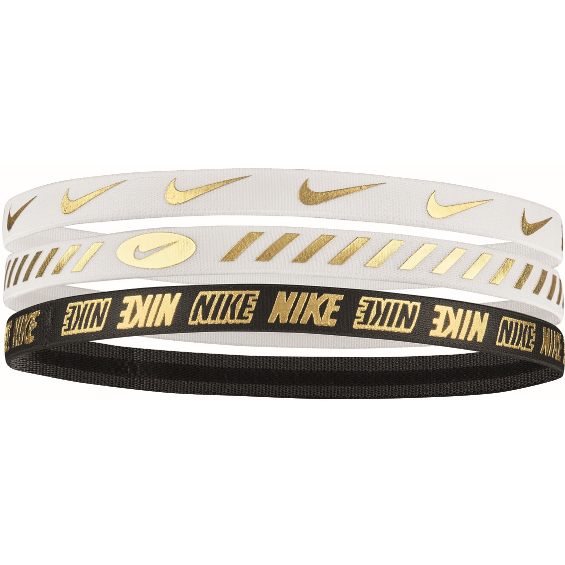 Productfoto van Nike Metallic Dames Haarband 3.0 - Set van 3 - wit/wit/zwart 112
