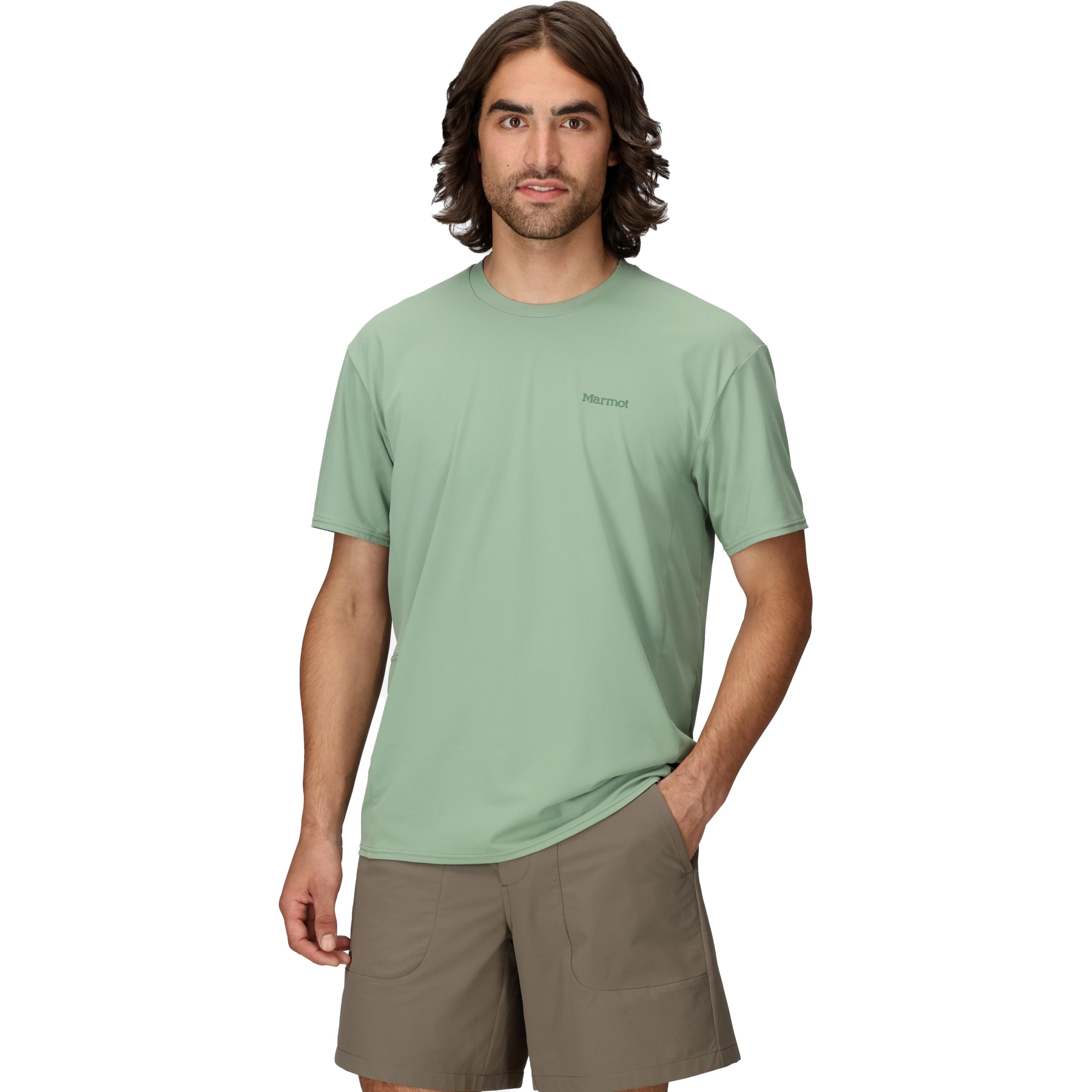 Picture of Marmot AirExchange SolarShield Crew Short Sleeve Shirt Men - agate green