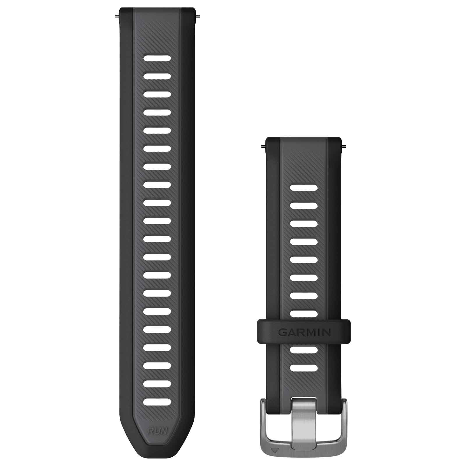 Produktbild von Garmin Schnellwechsel-Armband 20mm - Silikon - Black/Slate Grey