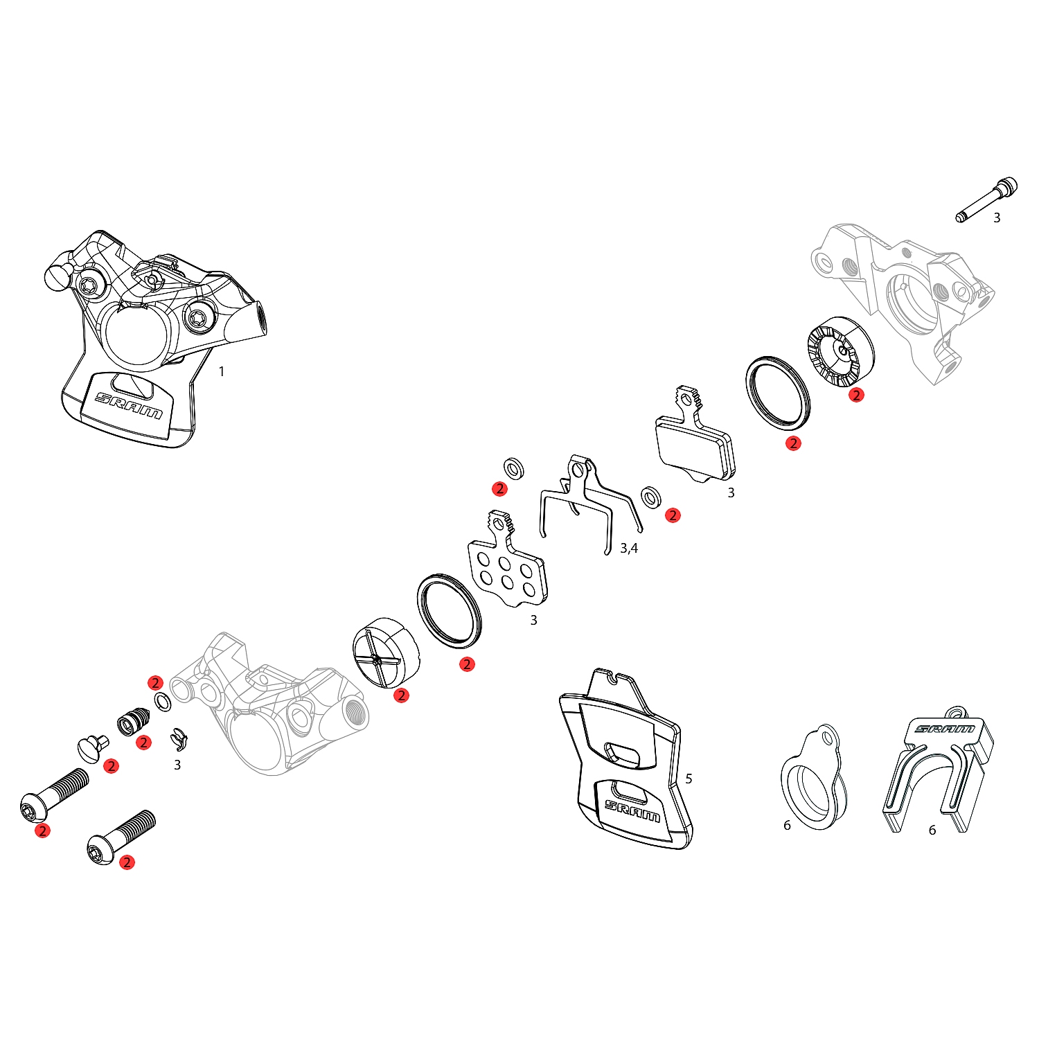 Produktbild von SRAM Bremssattel-Kolben-Service-Kit für FORCE AXS D1 Scheibenbremse - 11.5018.065.001