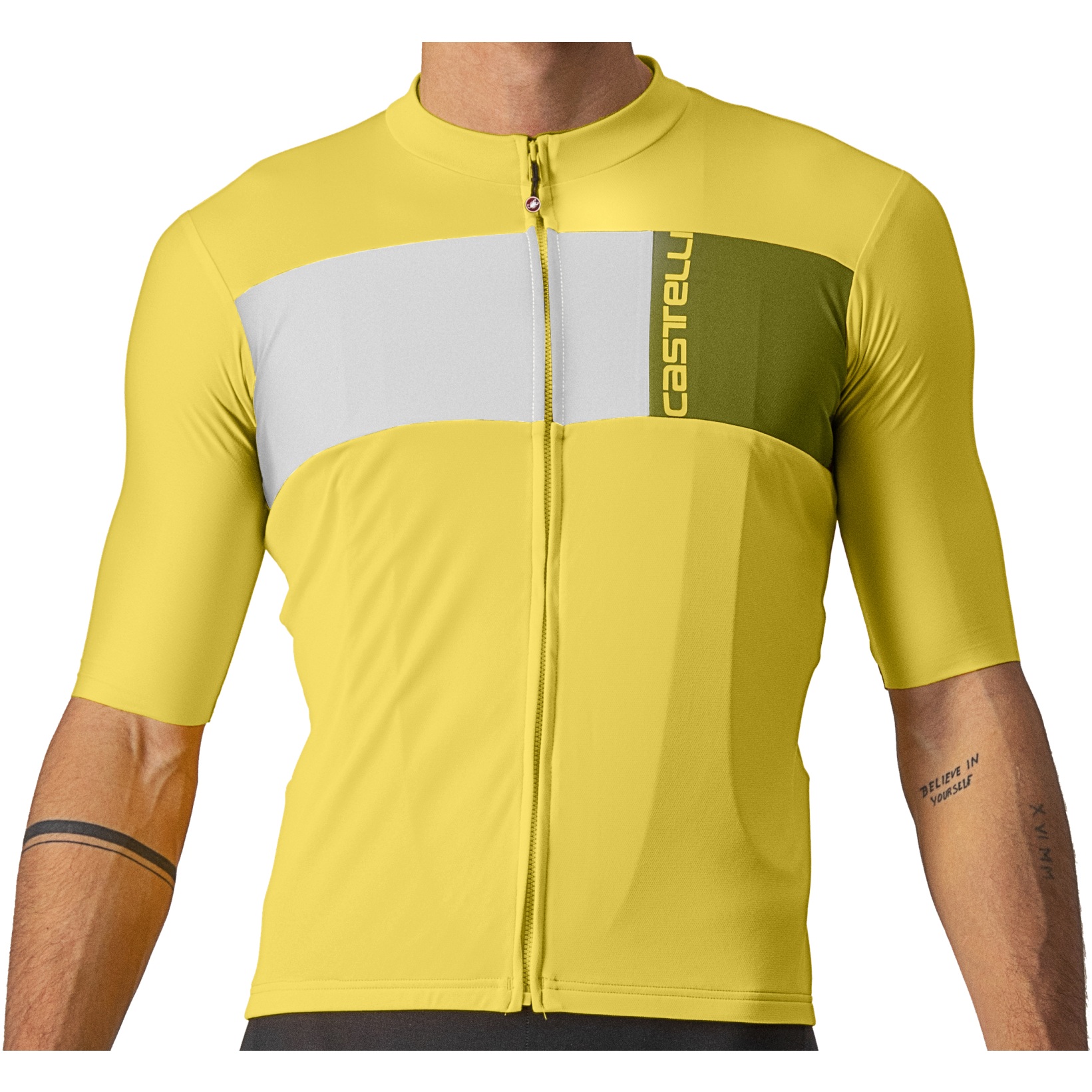 Picture of Castelli Prologo 7 Jersey Men - passion fruit/ivory-avocado green 782