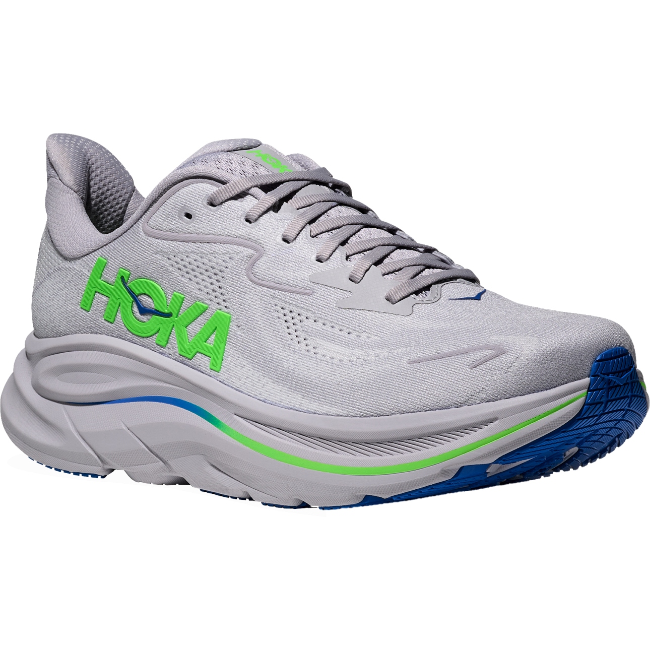 Hoka Clifton 10 Running Shoes Men - ash grey / neon green | BIKE24