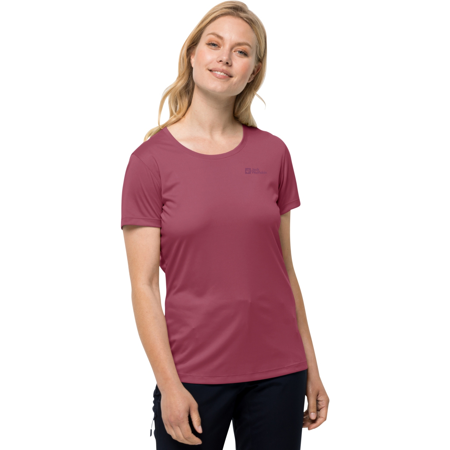Productfoto van Jack Wolfskin Tech Dames T-Shirt - sangria red