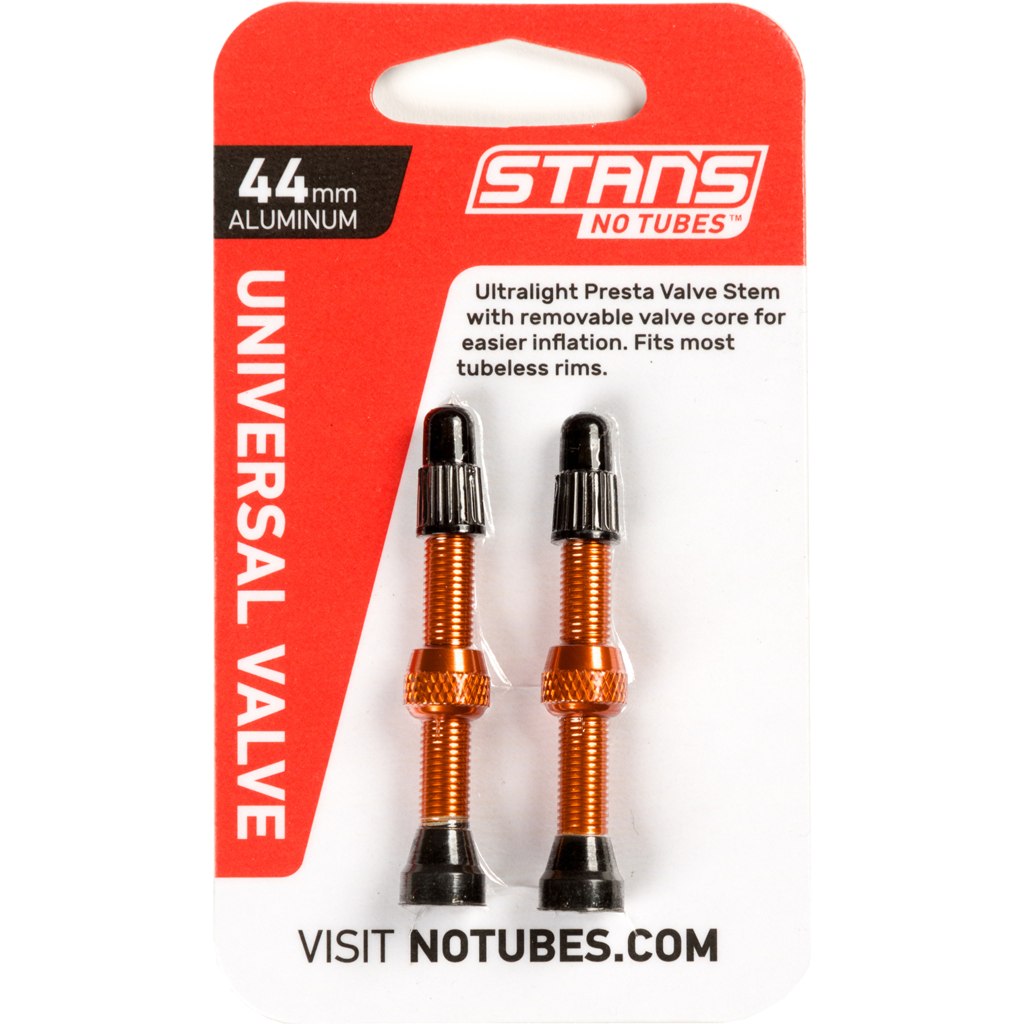Image of Stan's NoTubes Universal Tubeless Valves - 44mm (1 Pair) - orange