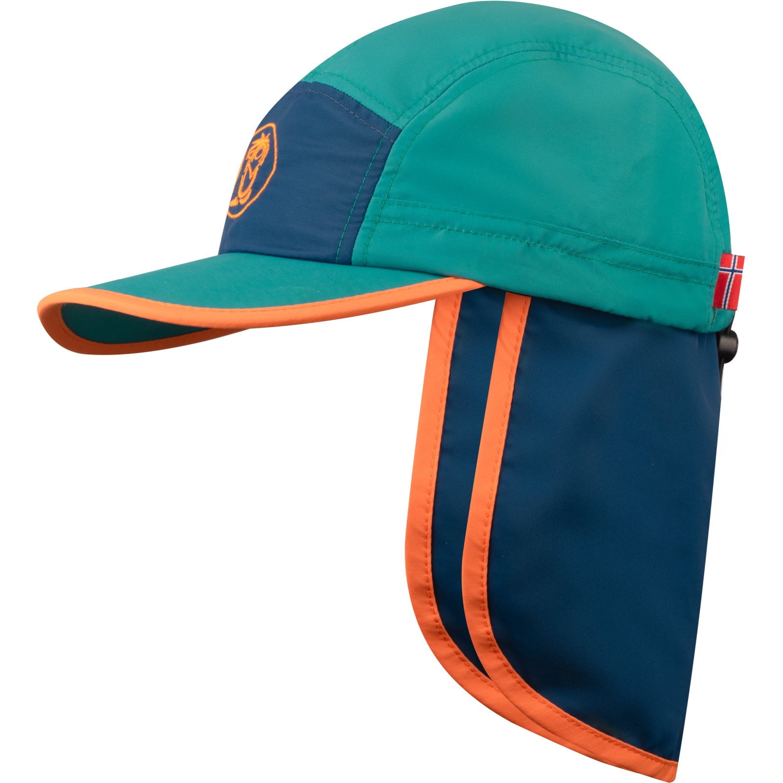 Productfoto van Trollkids Troll XT Zonnehoed met Nekflap Kinderen - Sea Green/Madeira Blue/Sahara Sunset