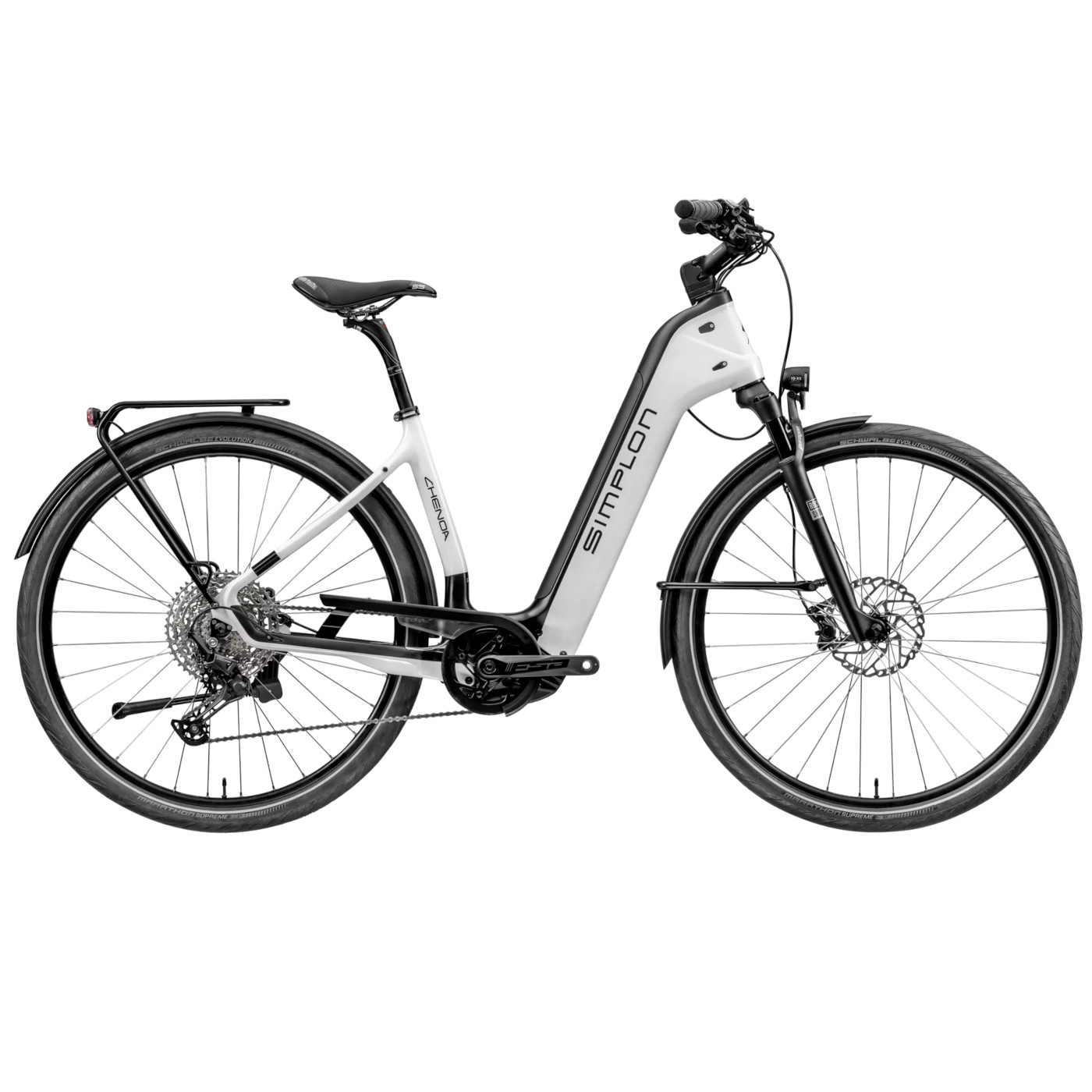 Productfoto van Simplon CHENOA BOSCH CX B3 - Enviolo HD - Easy Entry Carbon Electric Trek Bike - 2023 - pearlwhite glossy / black matt
