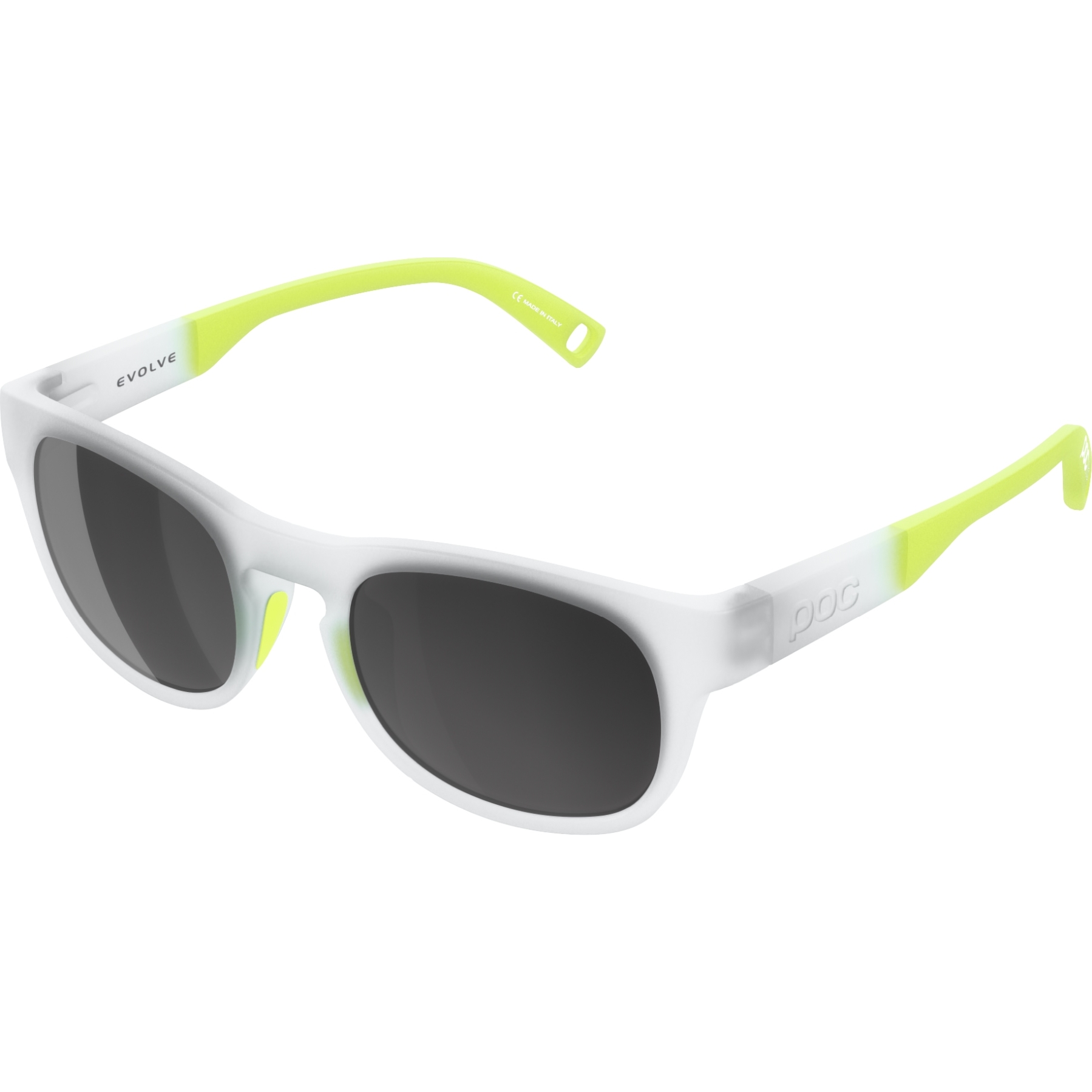 Picture of POC Evolve Kids Glasses - Uranium Black Trans Fluo Limegreen/Clarity Pocito Sunny Grey