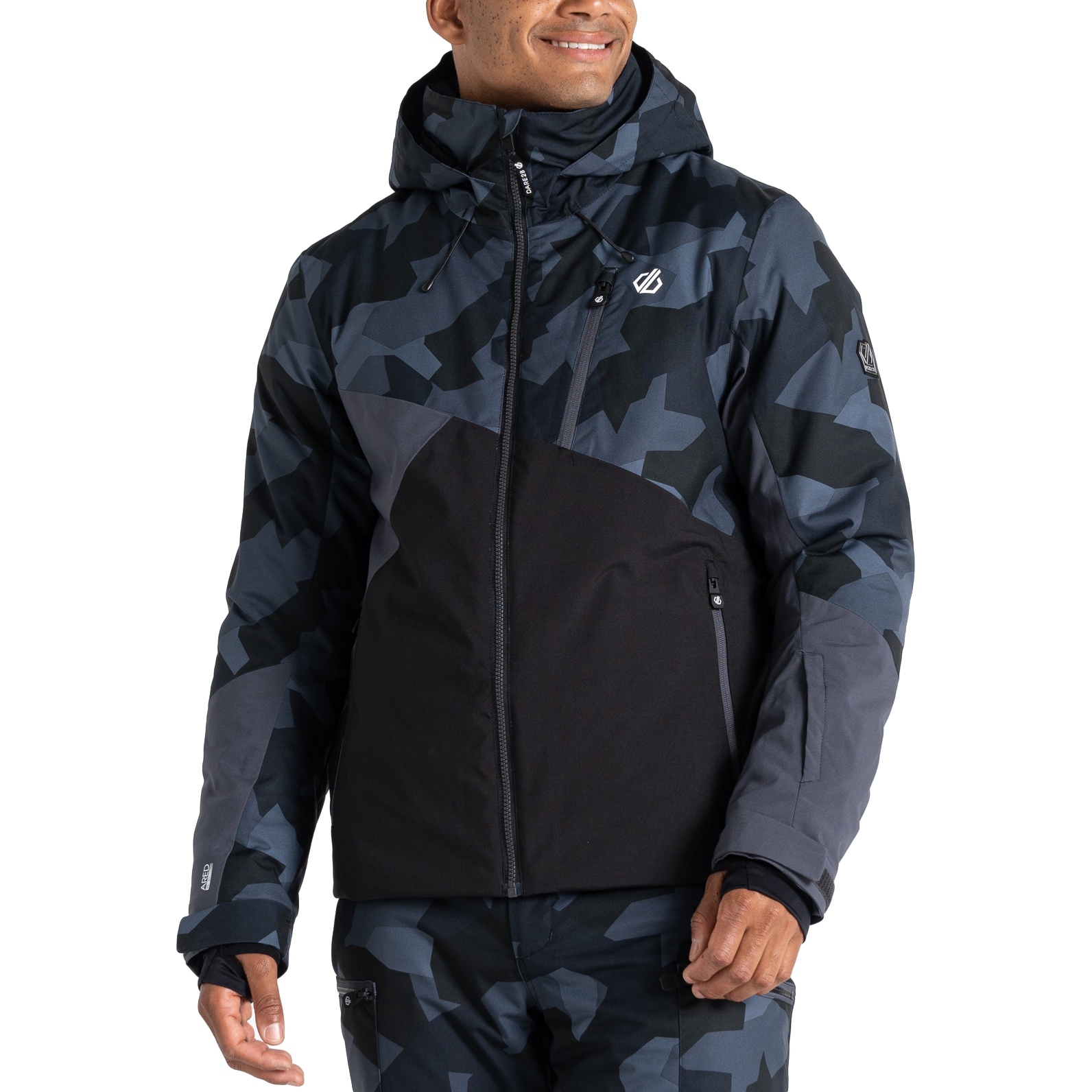 Picture of Dare 2b Baseplate Ski Jacket - DKT Ebony Grey/Black Geo Camo Print