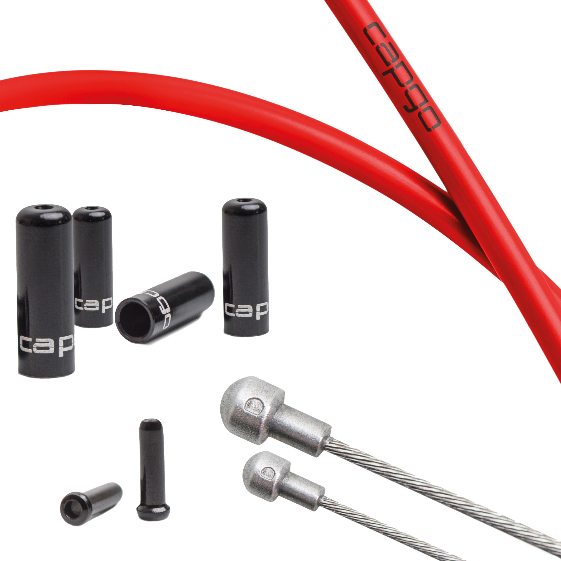 Productfoto van capgo Blue Line Brake Cable Set - Stainless Steel - PTFE - Shimano/SRAM Road - red