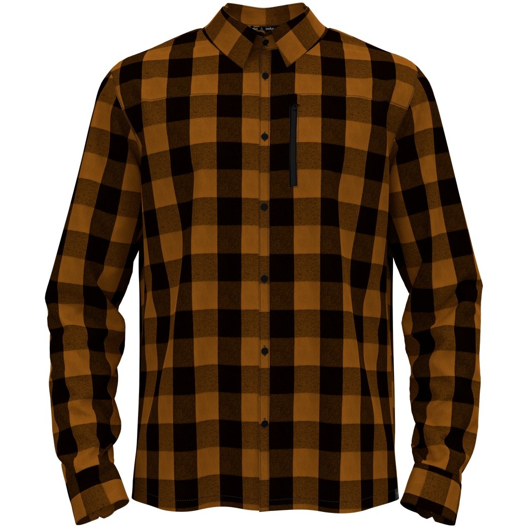 Productfoto van Odlo Halden Overhemd met Lange Mouwen Heren - honey ginger - black