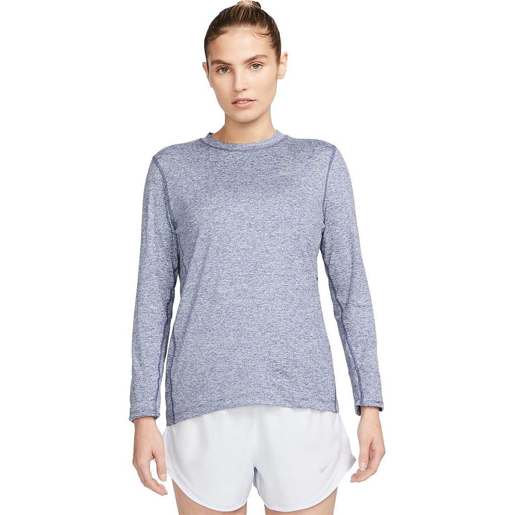 Produktbild von Nike Dri-FIT Lauf-Rundhalsshirt für Damen - diffused blue/football grey/heather CU3277-491