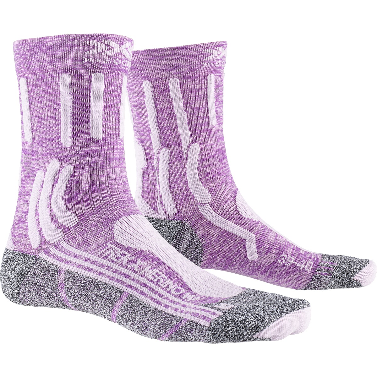 Productfoto van X-Socks Trek X Merino Sokken Dames - magnolia purple melange/dolomite grey