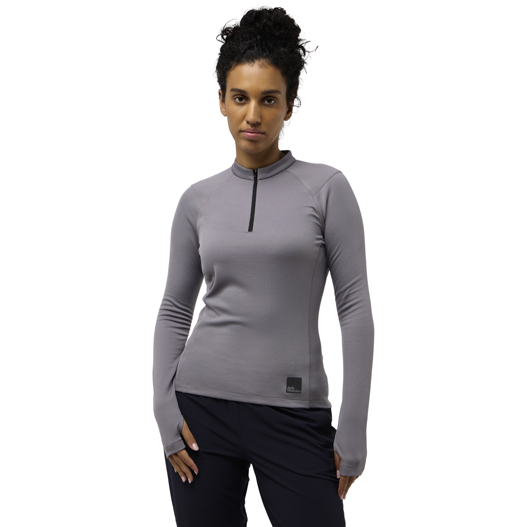 Picture of Jack Wolfskin Bike Commute Half Zip Longsleeve Jersey Women - dark taupe