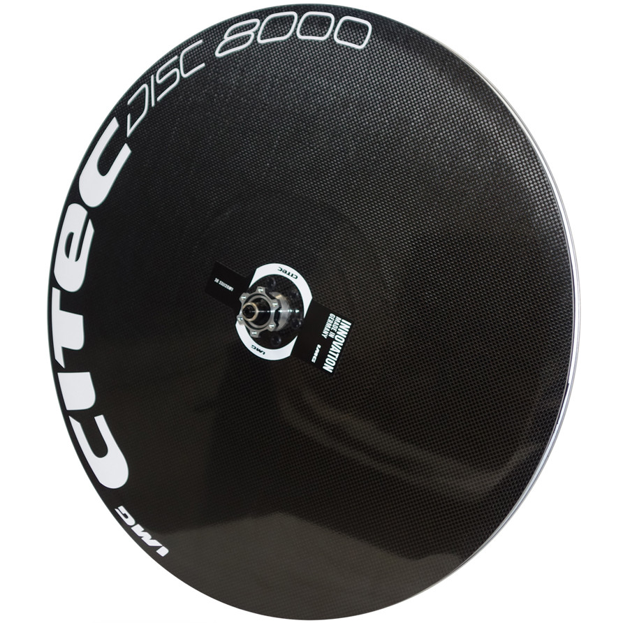 Productfoto van CITEC Disc 8000 DB Achterwiel - 28&quot; | 20mm | Clincher | Centerlock - 12x142mm - XDR | zwart/wit