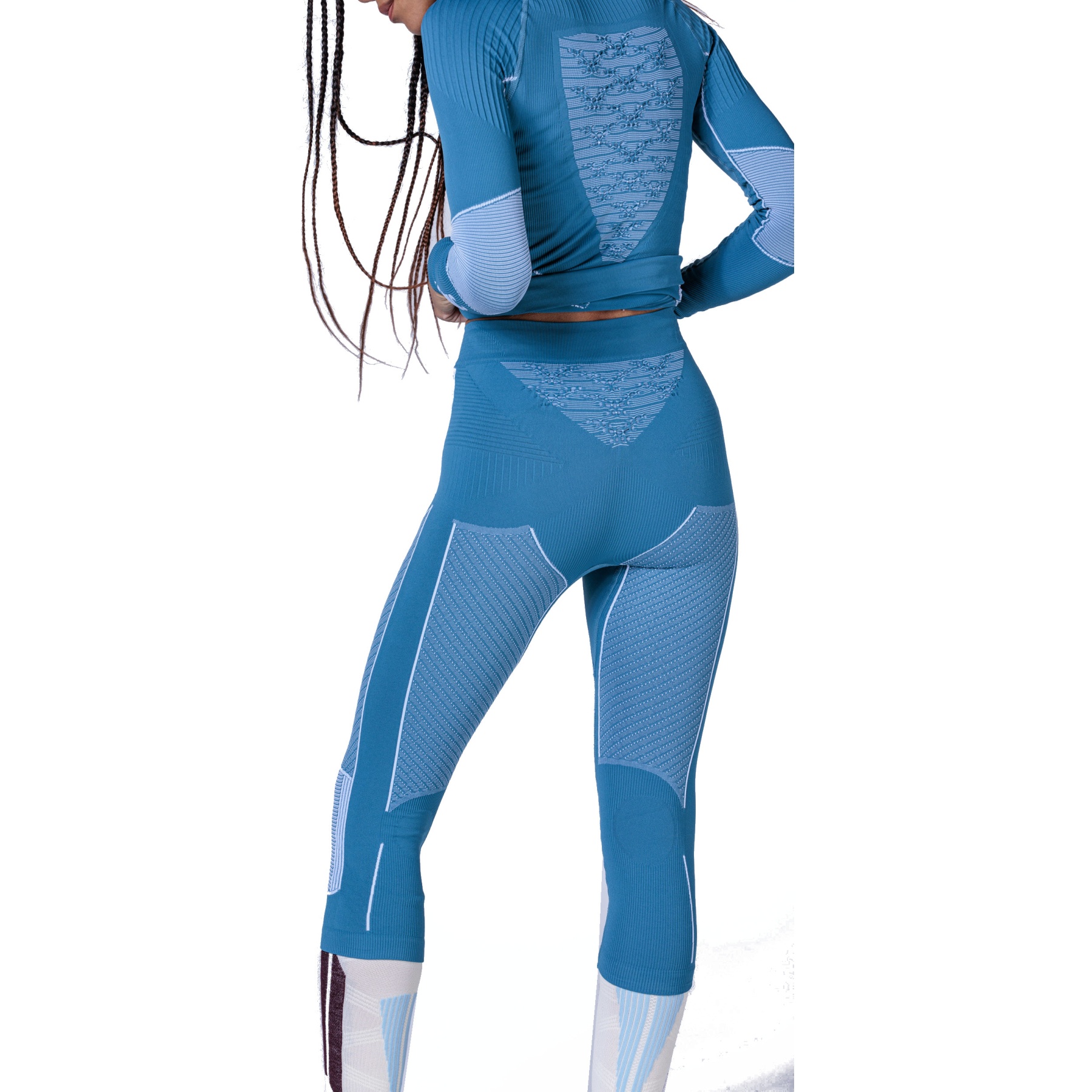 off white blue leggings set