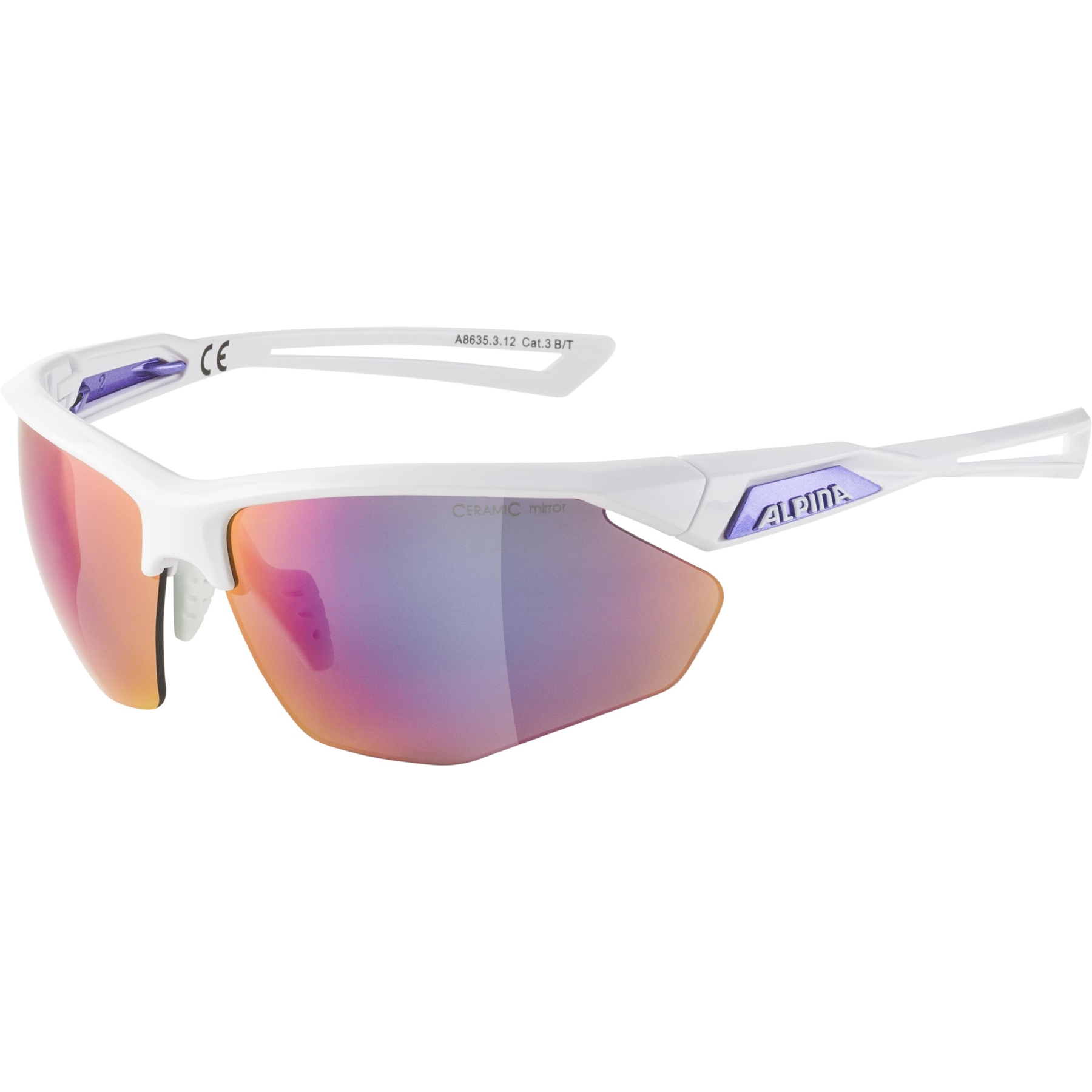 Produktbild von Alpina Nylos HR Brille - white-purple / purple mirror