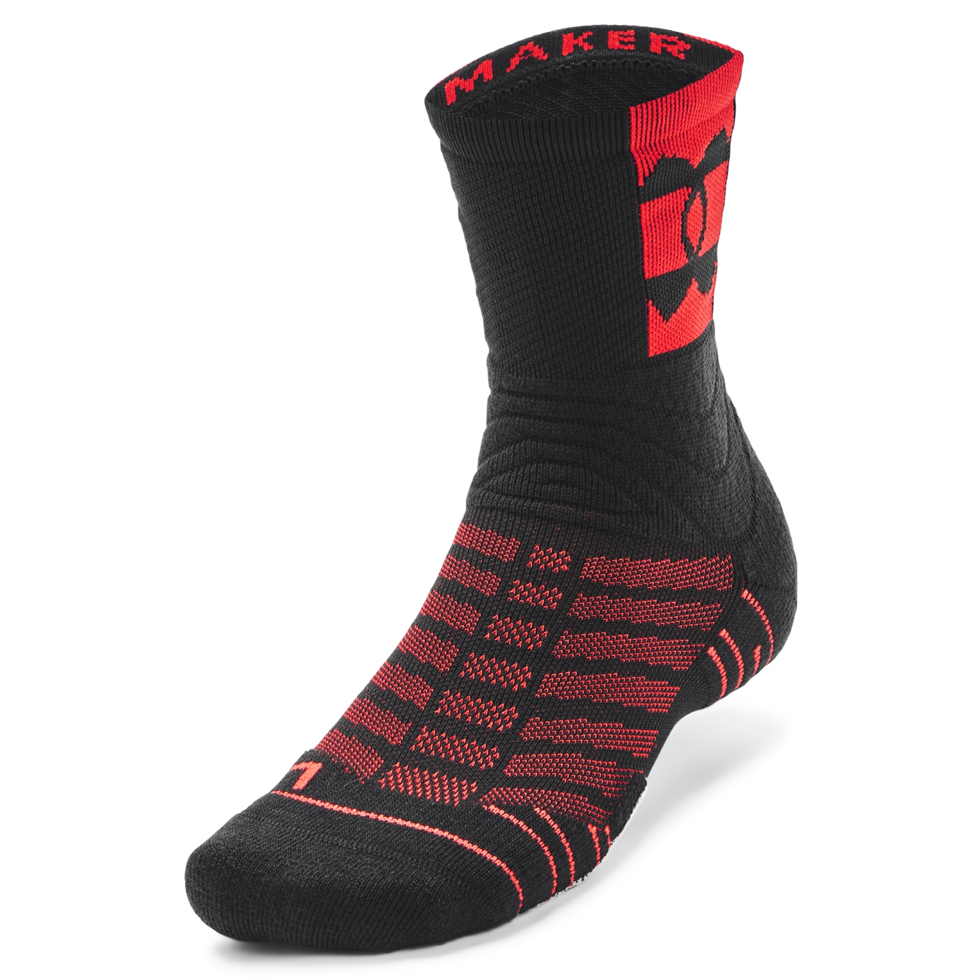 Picture of Under Armour UA Playmaker Crew Socks - Black/Bolt Red/Black
