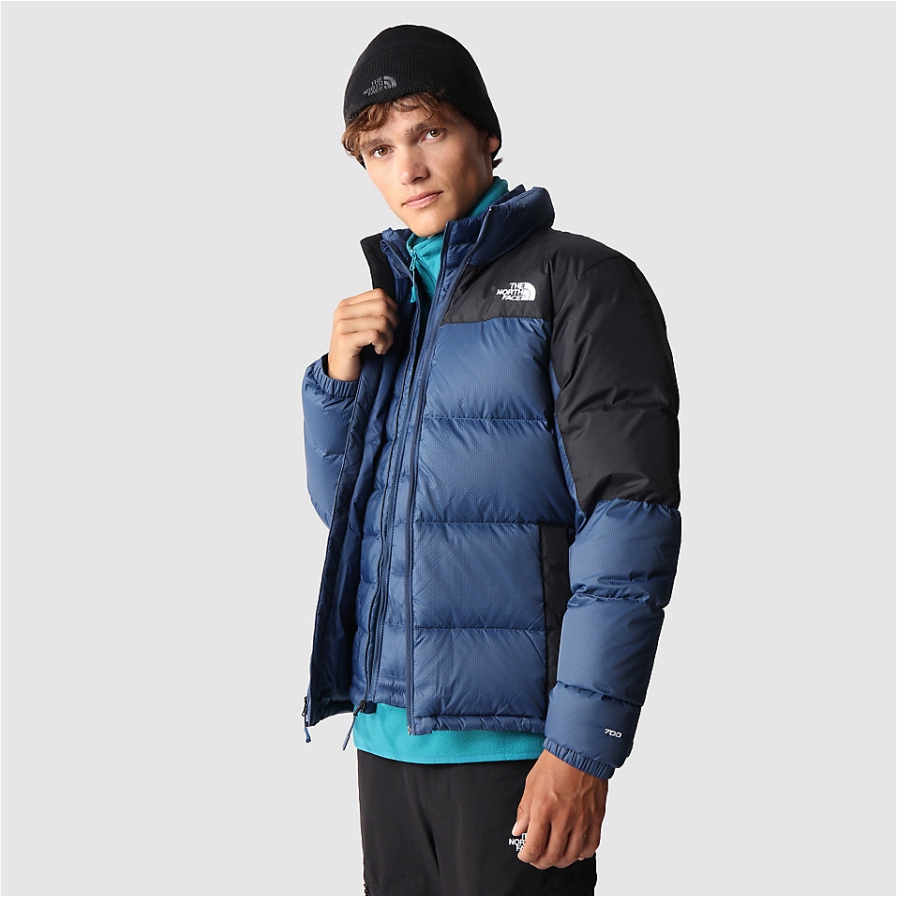 The North Face Diablo Down Jacket Men Shady Blue TNF Black BIKE24