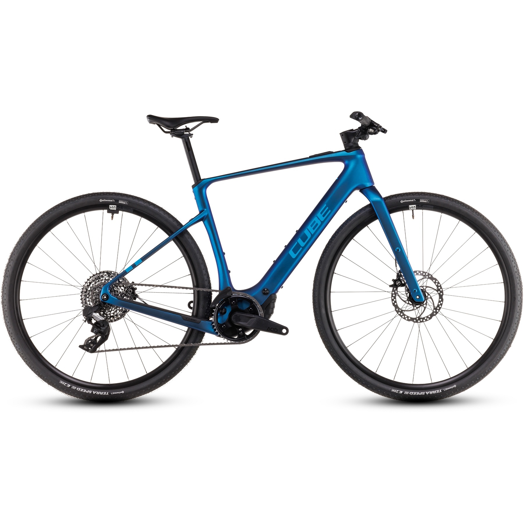 CUBE NULANE HYBRID C:62 SLX 400X - Карбоновый электрический велотренажер для фитнеса - 2025 - nebula / синий