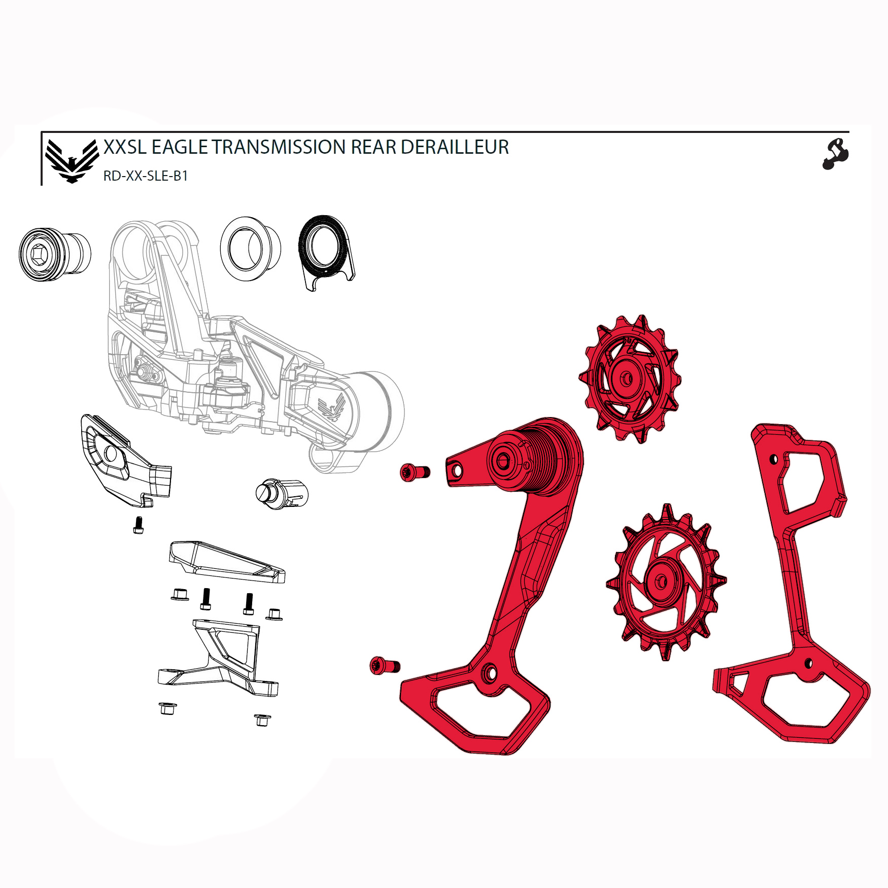 Picture of SRAM Cage Assembly Kit for XX SL Eagle Rear Derailleur - AXS | T-Type | B1 - 11.7518.104.010