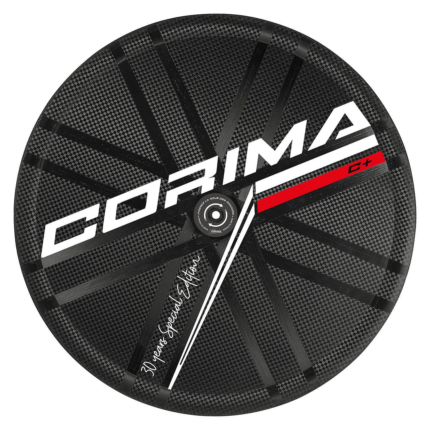 Picture of CORIMA DISC C+ WS TT - Carbon Disc Rear Wheel - Clincher - QR 130 - Shimano HG - black / white