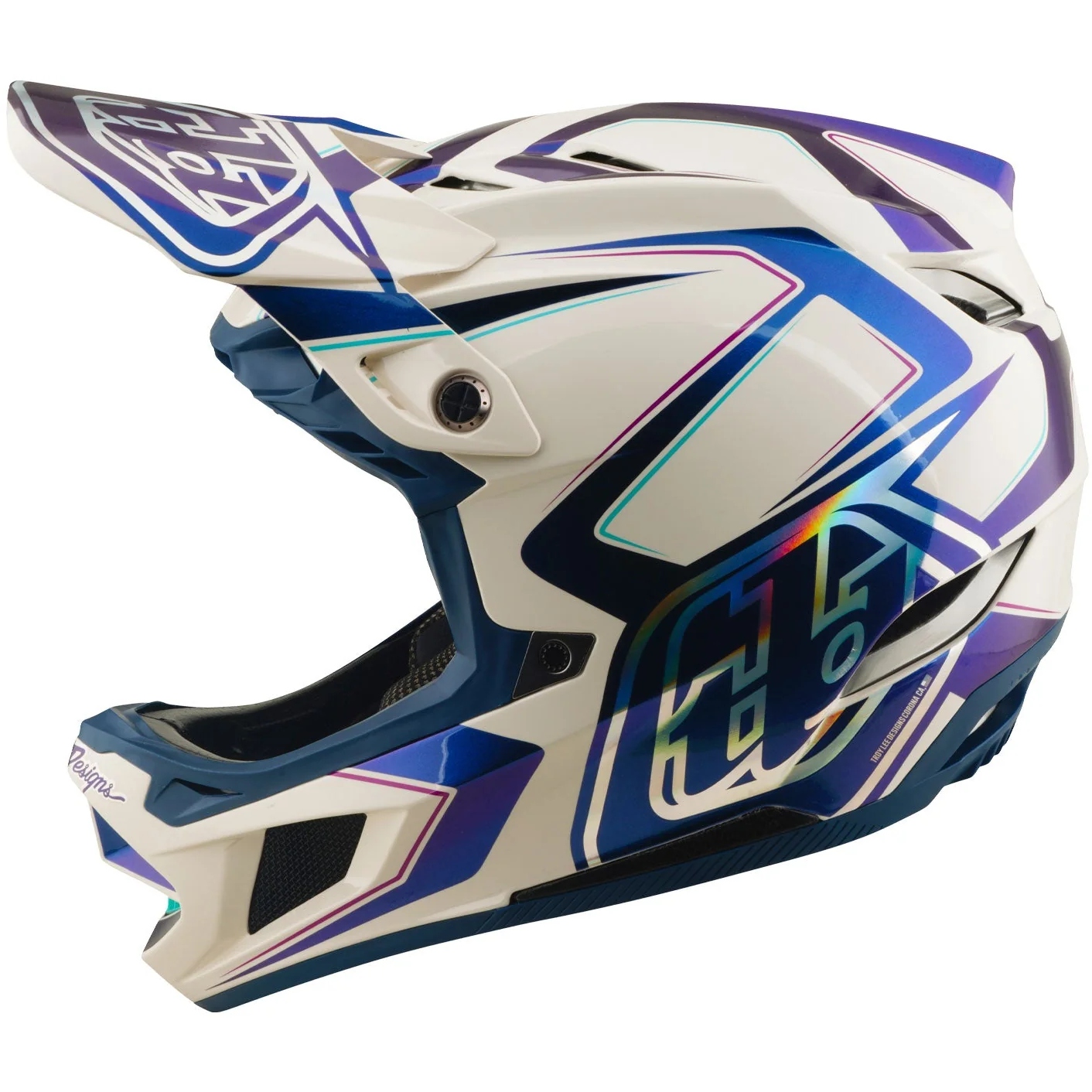 SHOEI × Troy Lee Designs Troy Lee Designs D4 Composite MIPS Helmet - Flared White/Indigo