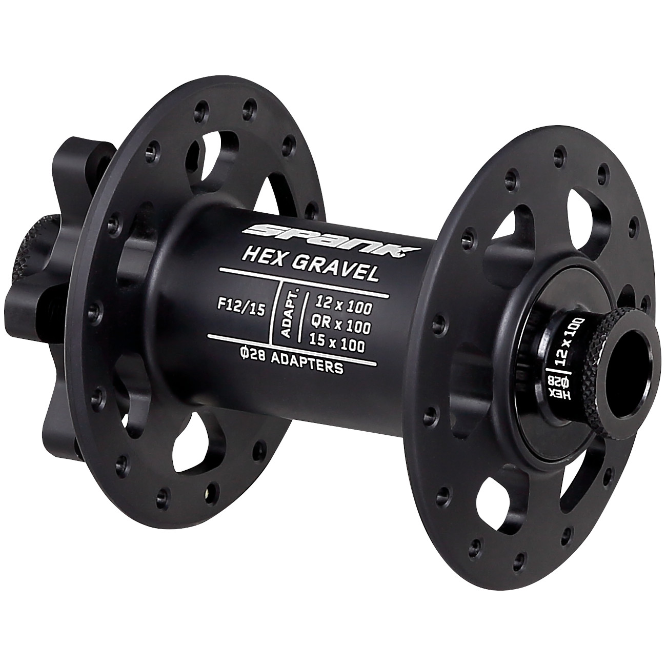 Picture of Spank HEX Gravel Front Hub - 6-Bolt - 12x100/15x100mm - 28 Hole - J-Type - black