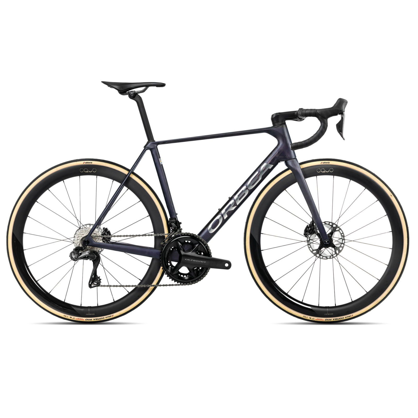 Productfoto van Orbea ORCA M20iLTD PWR Ultegra Di2 Racefiets - 2025 - Tanzanite - Carbon Raw (matt)