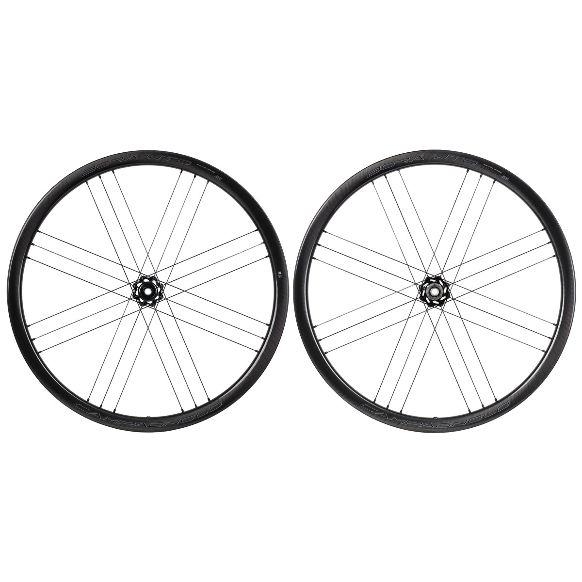 Picture of Campagnolo Bora WTO 33 DB - 28 Inch Wheelset - Carbon - AFS - Tubeless/Clincher - 2-Way Fit - 12x100mm | 12x142mm - Campagnolo ED - Dark