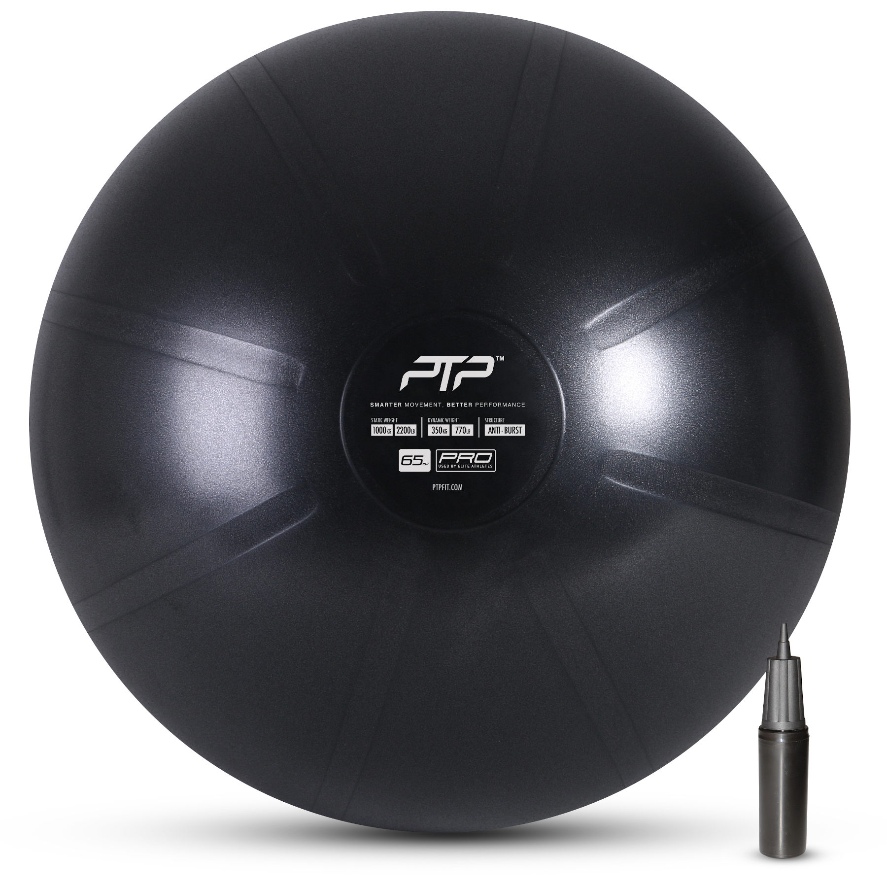 Produktbild von PTP Coreball 65cm Gymnastikball &amp; Pumpe - schwarz onyx