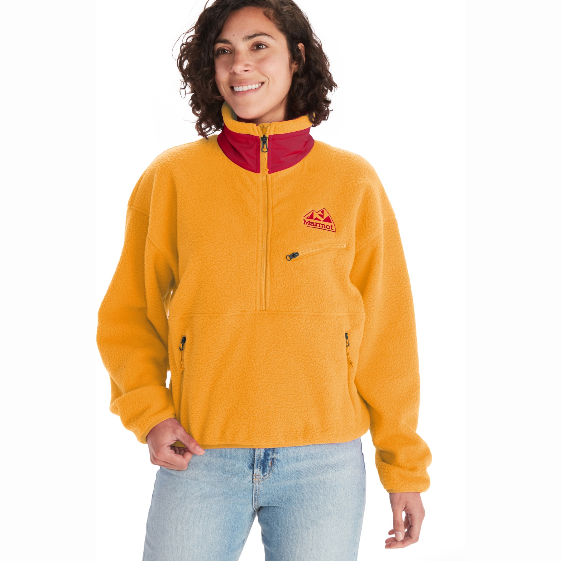 Picture of Marmot 94 E.C.O. Recycled Fleece Pullover Women - golden sun/team red