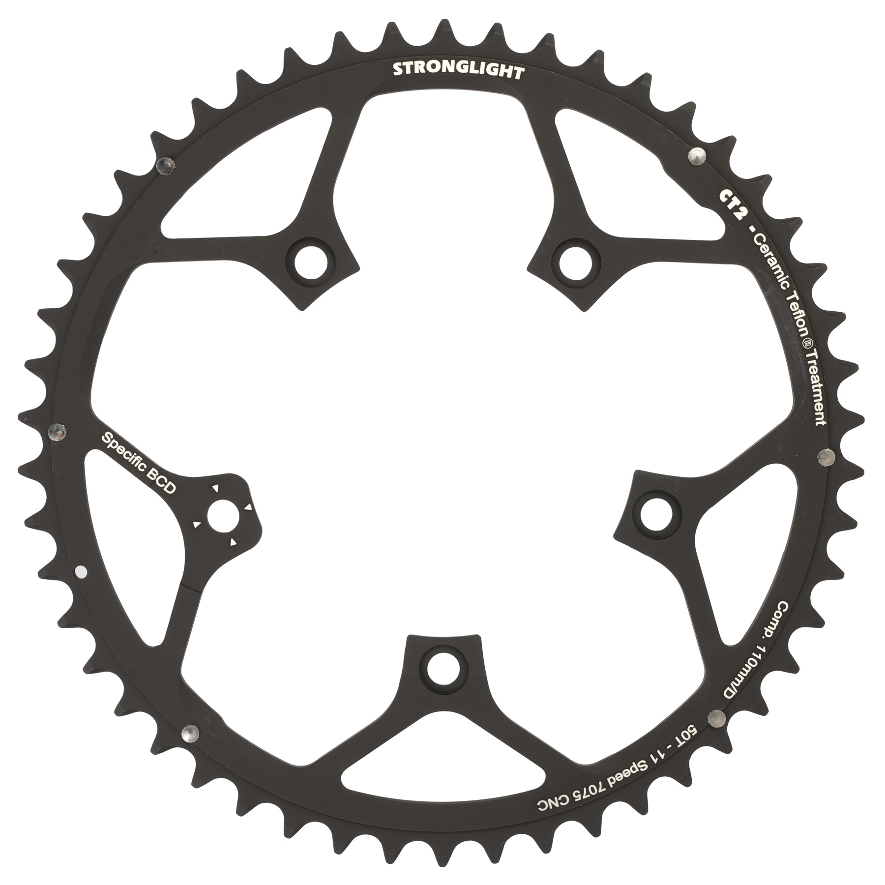 Productfoto van Stronglight CT2 Road Chainring - 5-Arm - 110mm - Type D - Campagnolo 11-Speed