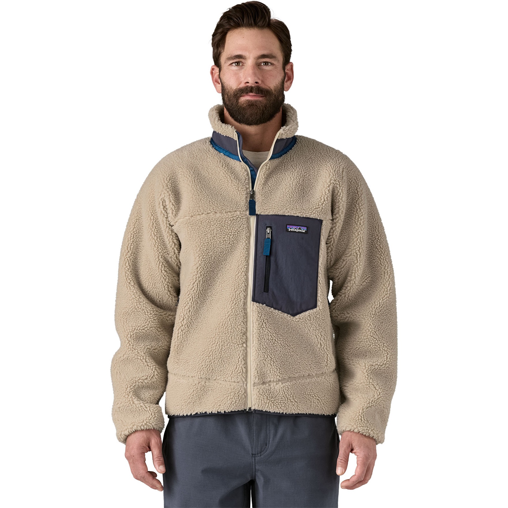 Produktbild von Patagonia Classic Retro-X Jacke Herren - Natural w/Smolder Blue