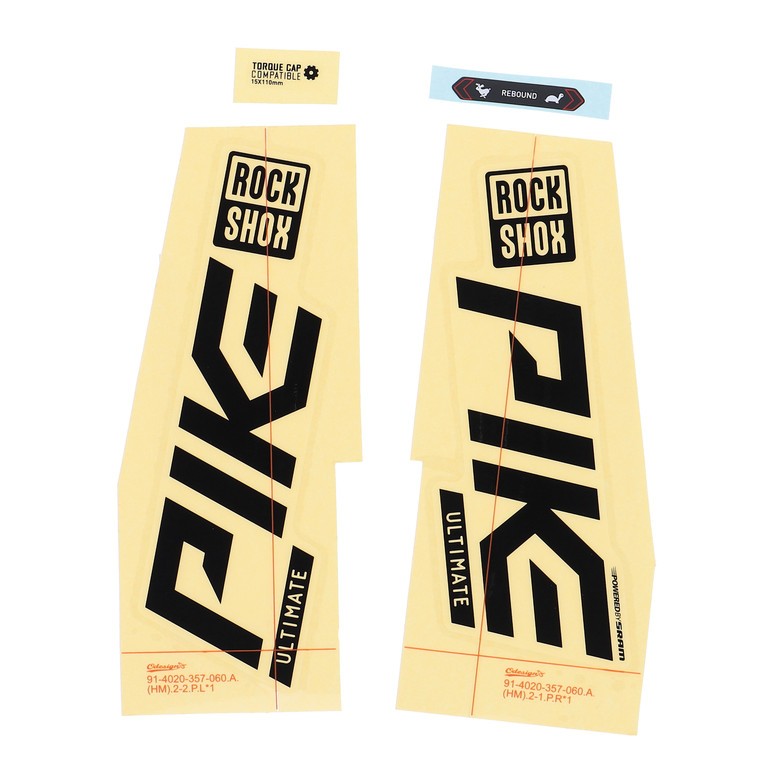 Photo produit de RockShox Decal Kit pour 27.5/29&quot; Pike Ultimate - gloss black pour silver