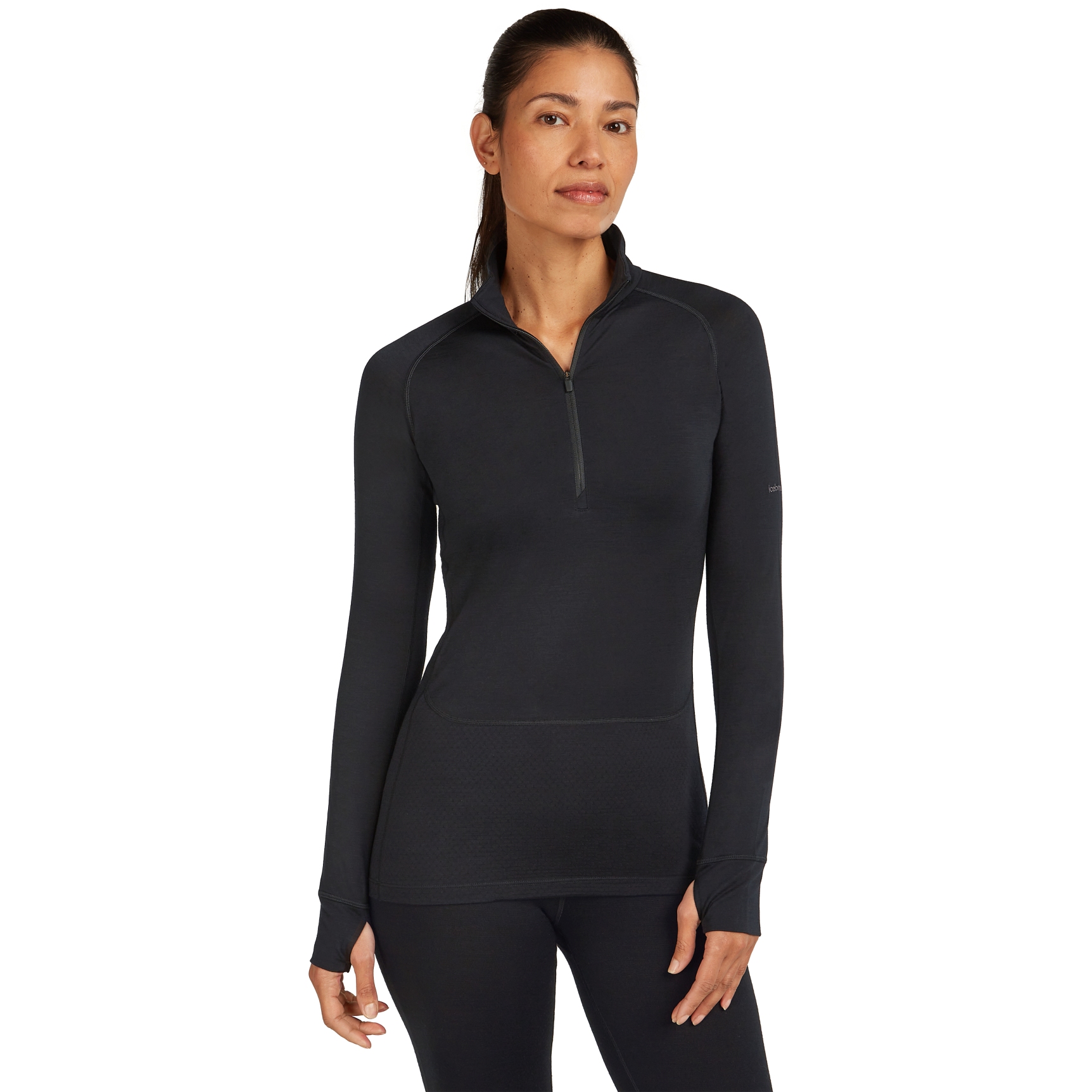 Produktbild von Icebreaker Merino 125 ZoneKnit™ Half-Zip-Thermo-Langarmshirt Damen - Schwarz