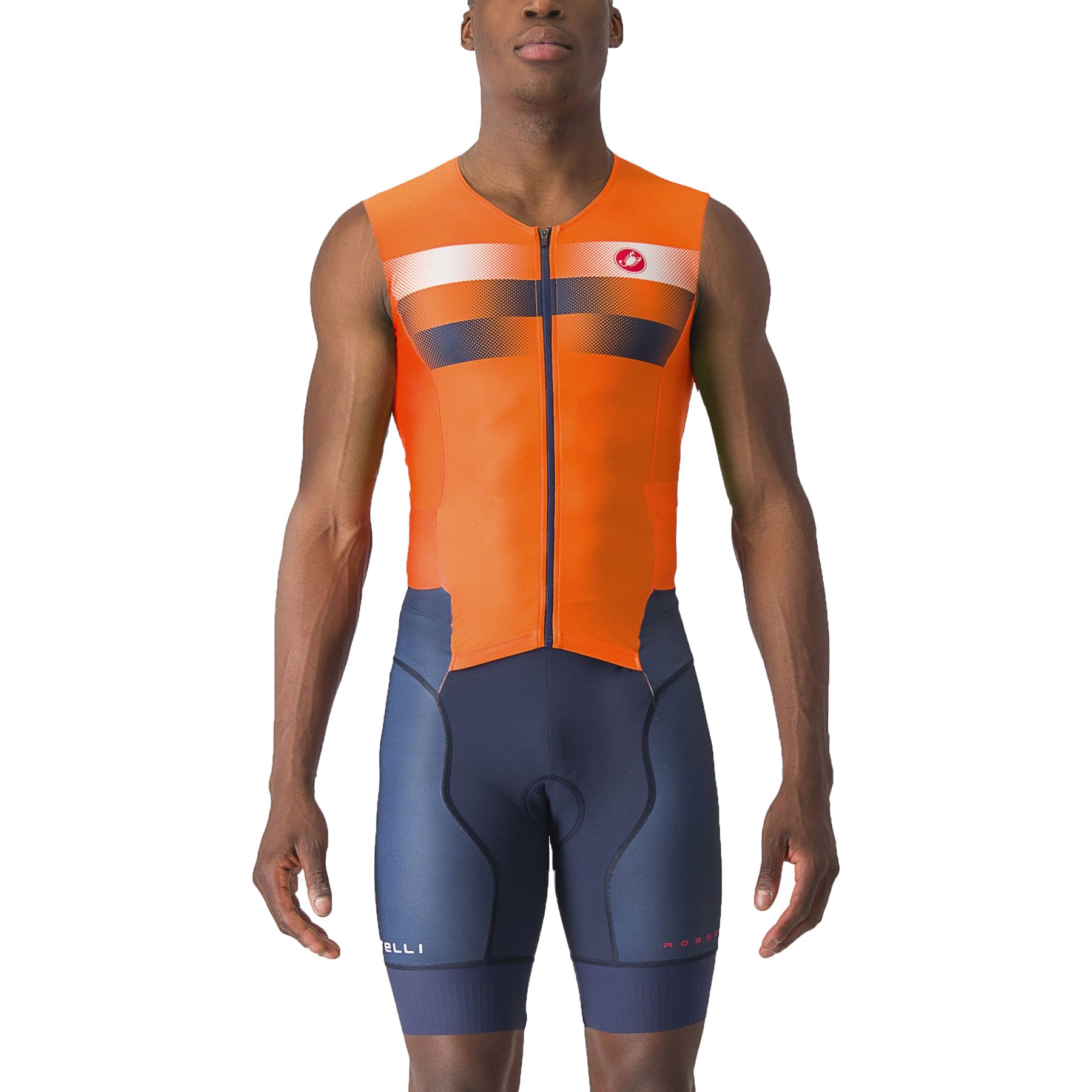 Castelli Free Sanremo 2 Suit Sleeveless Men - brilliant orange/belgian  blue-white 480