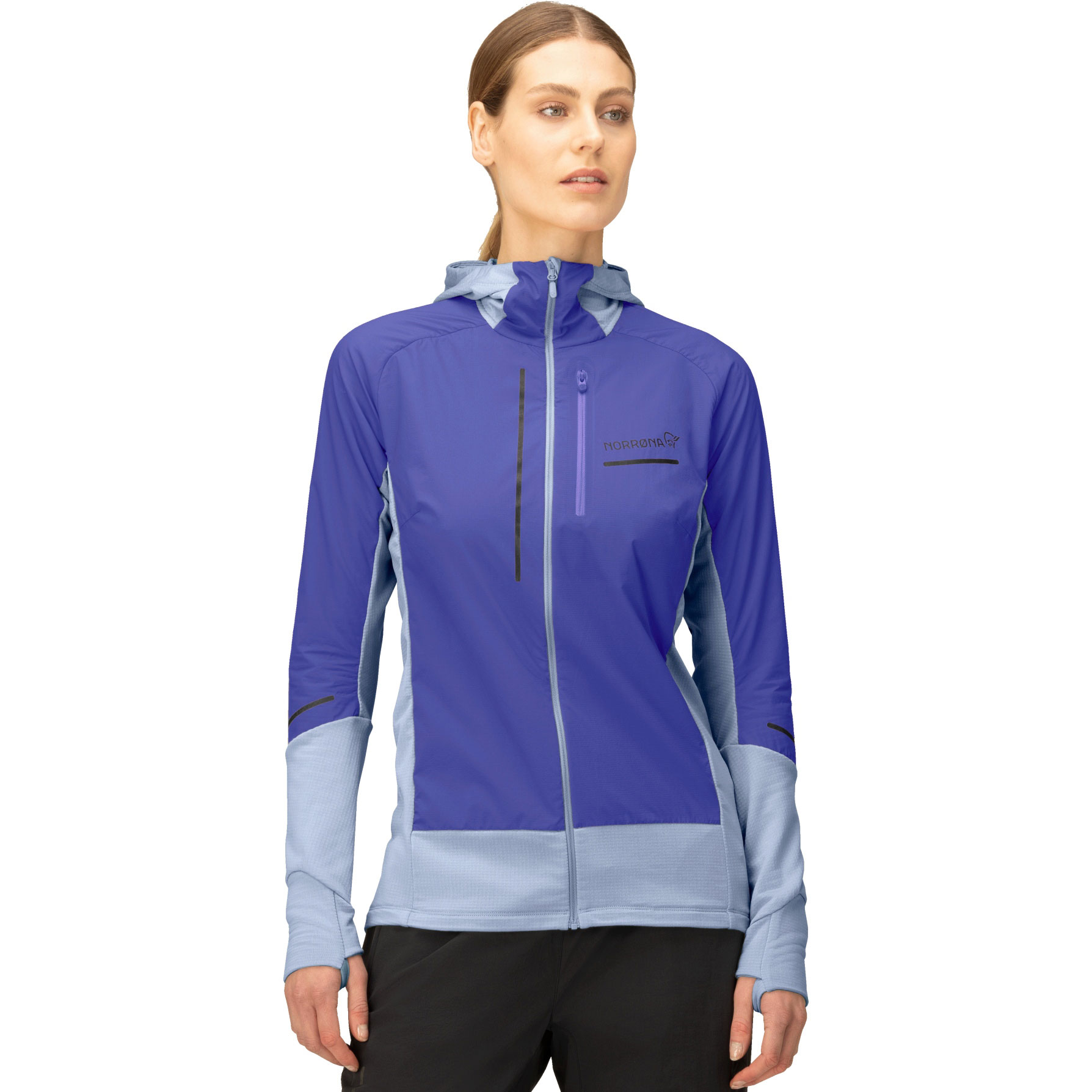 Foto van Norrona senja Alpha90 Zip Hood Jas Dames - Royal Blue