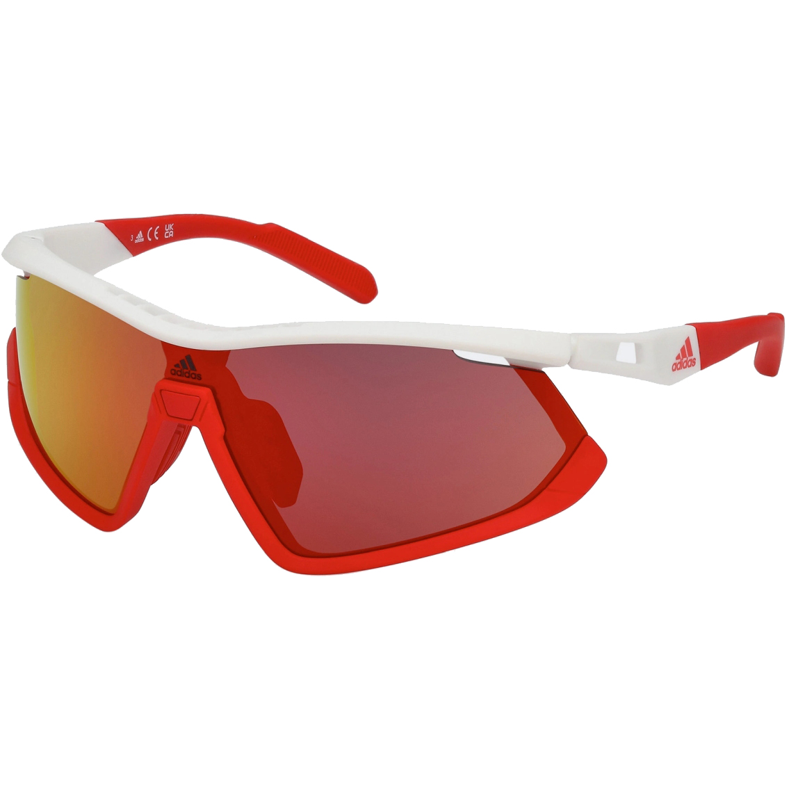 Image of adidas Cmpt Aero SP0055 Sport Sunglasses - White/Other / Contrast Mirror Roviex + Clear