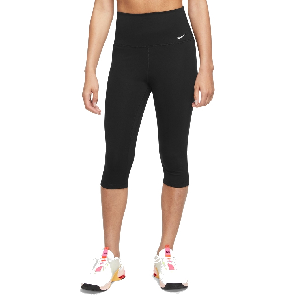 Productfoto van Nike One Dri-FIT High-Rise Leggings Capri Dames - zwart/wit DV9024-010