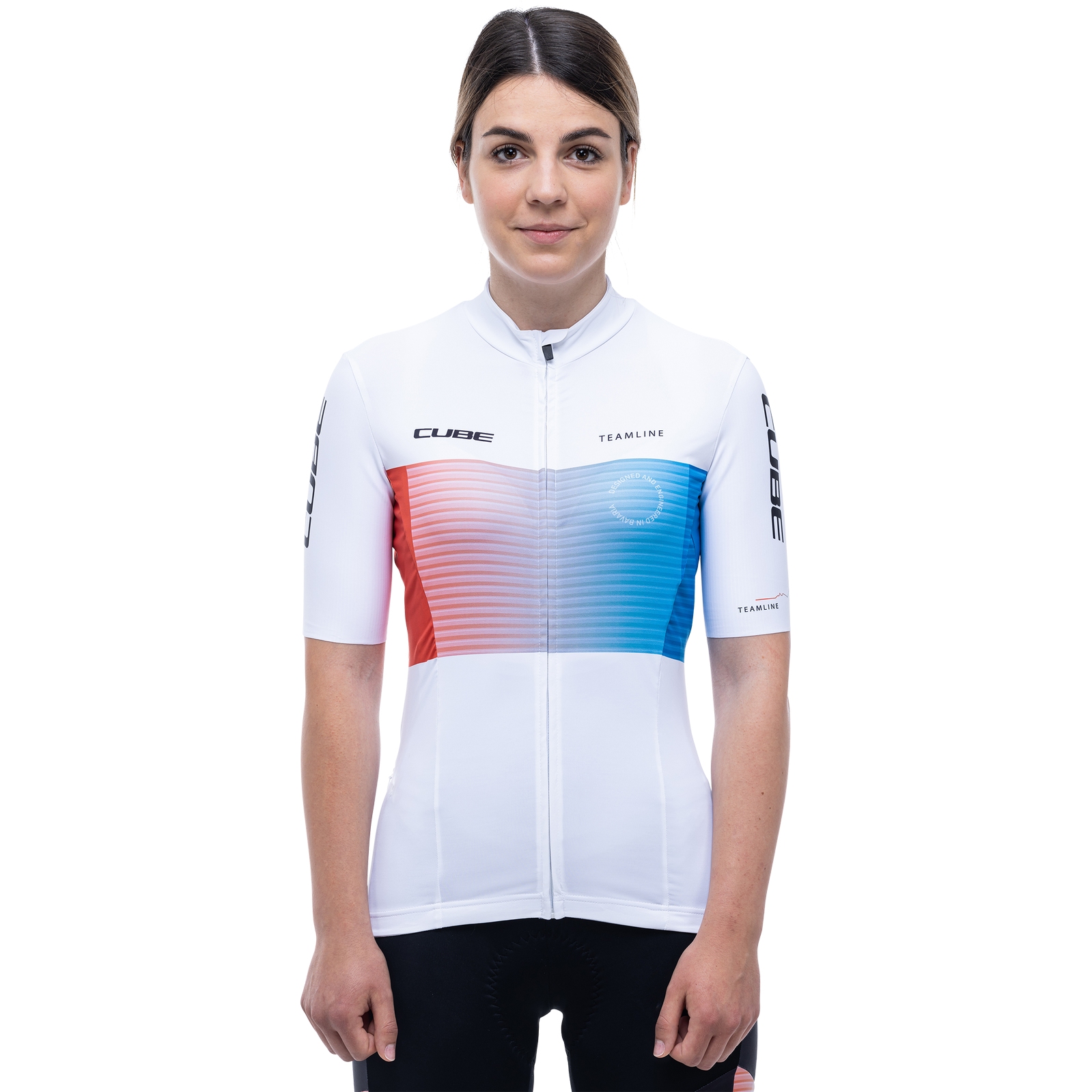 Picture of CUBE TEAMLINE Shortsleeve Jersey Women - white´n´blue´n´red