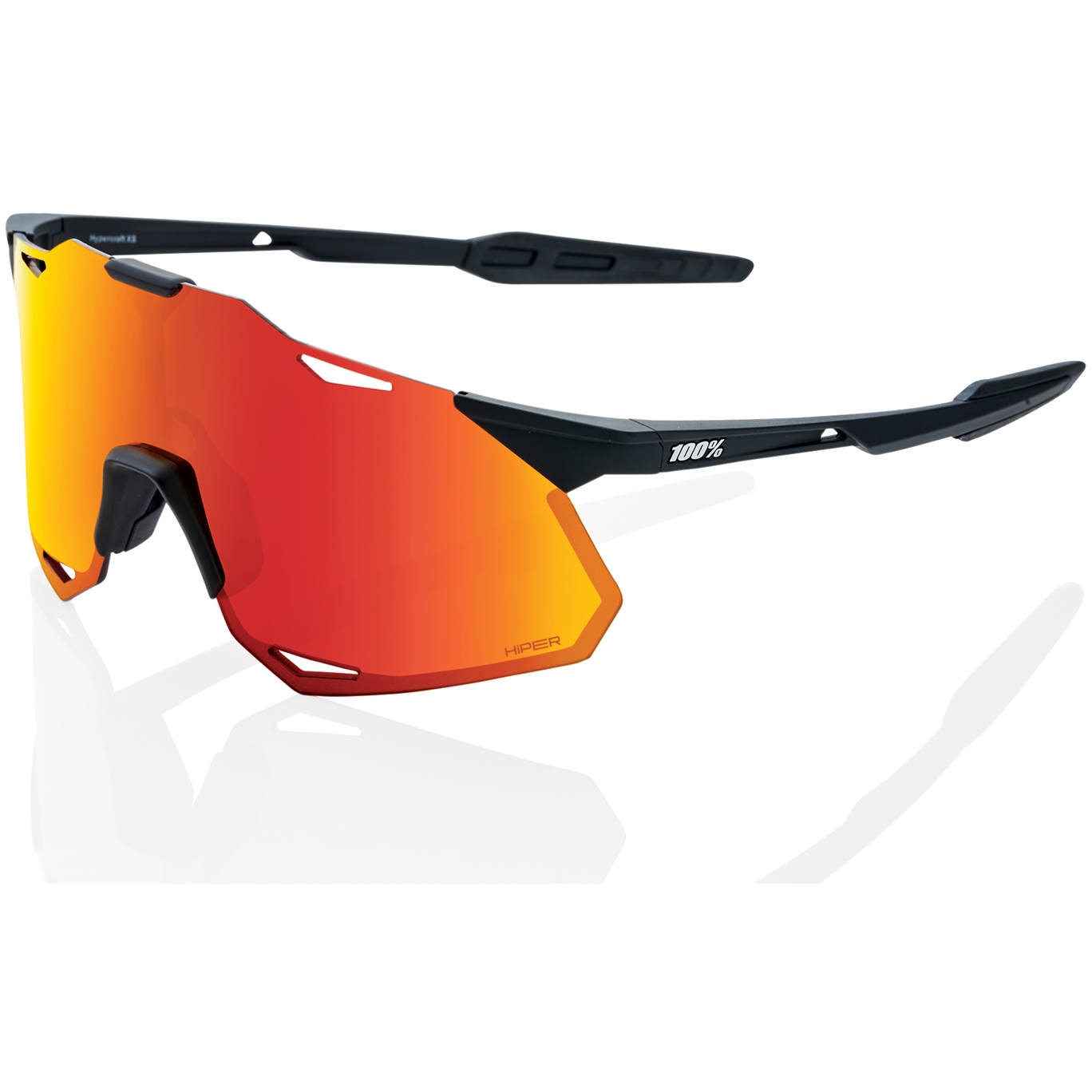 Productfoto van 100% Hypercraft XS Glasses - HiPER Mirror Lens - Soft Tact Black / Red Multilayer + Clear