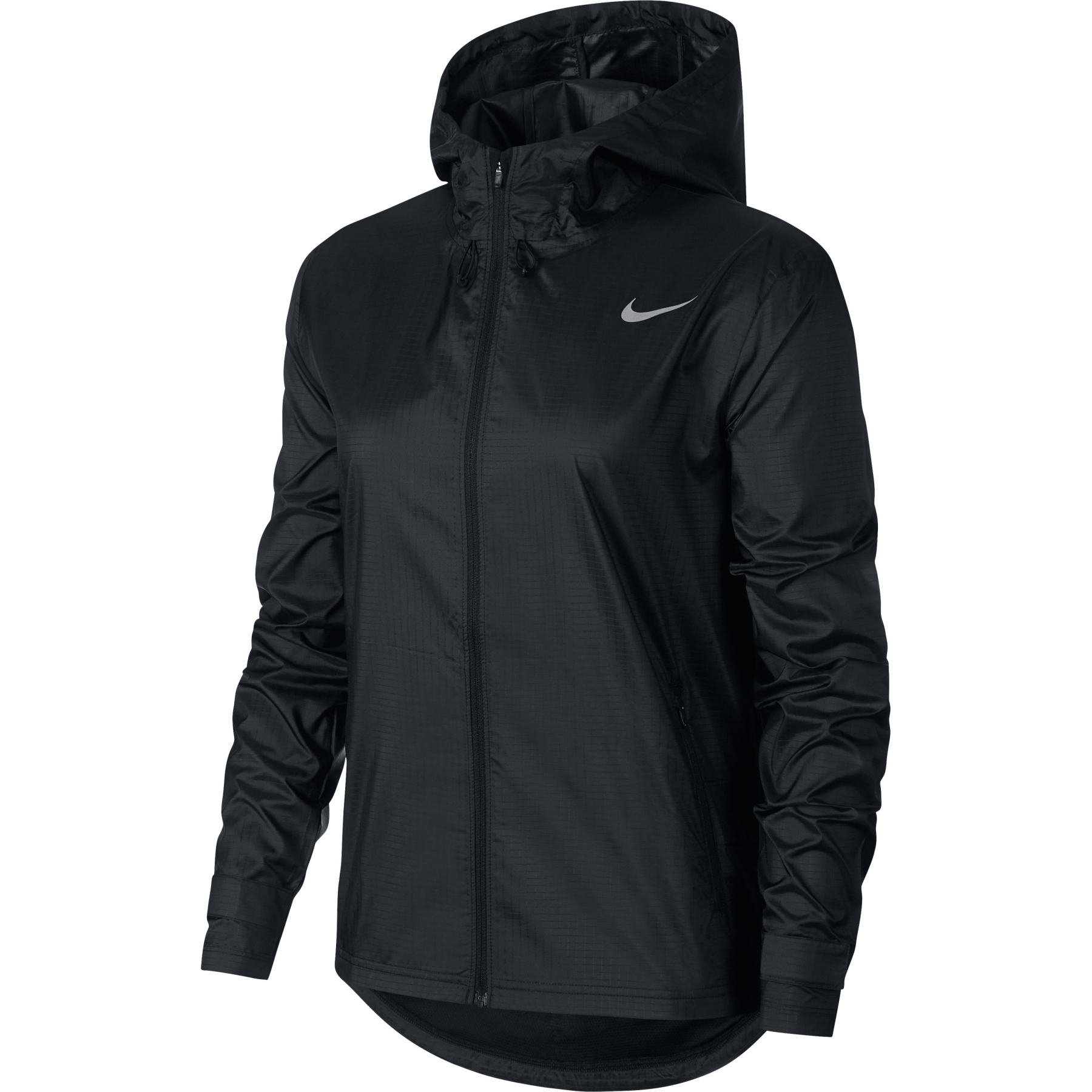 Produktbild von Nike Essential Damen-Laufjacke - black/reflective silver CU3217-010