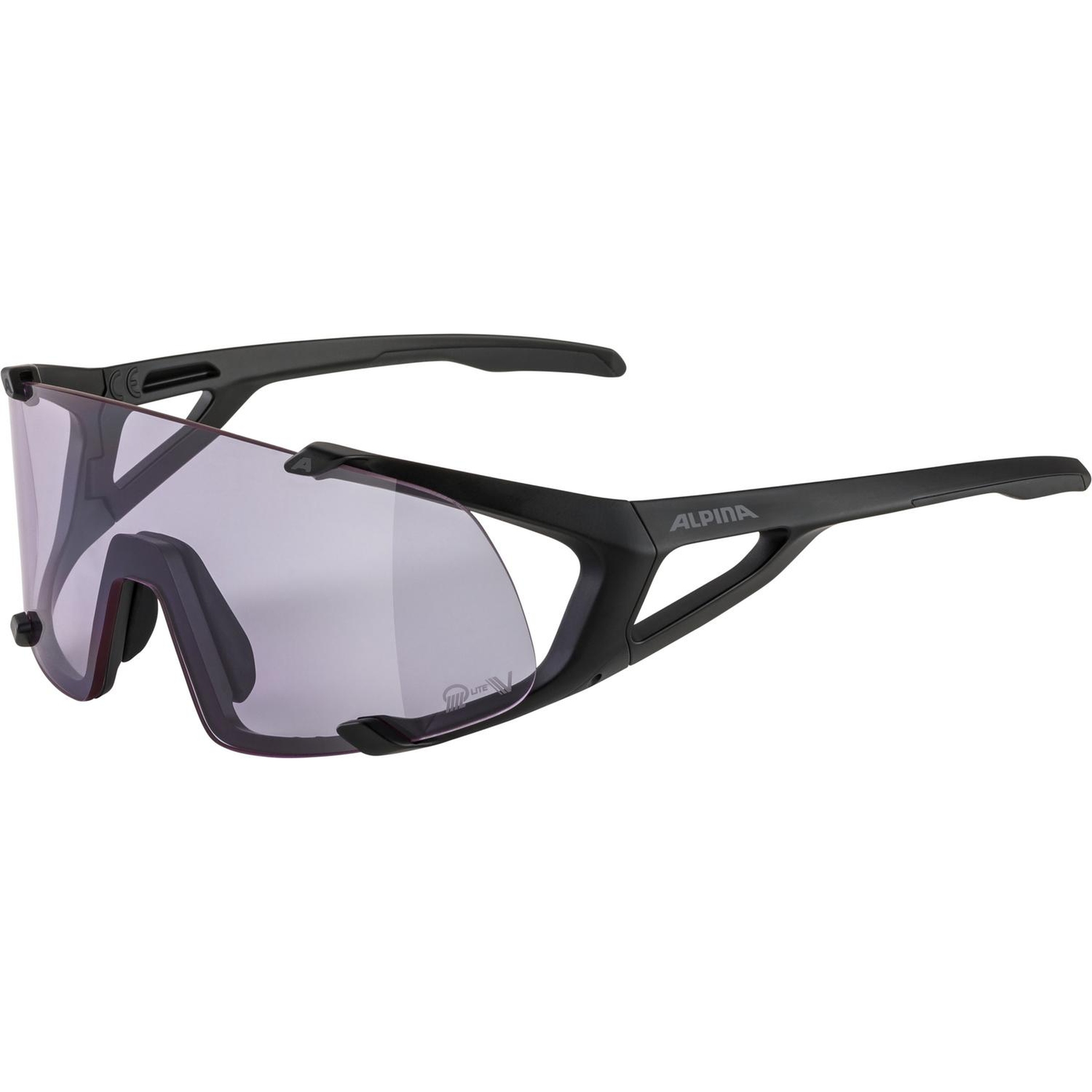 Produktbild von Alpina Hawkeye S Q-Lite V Brille - black matt/Quattroflex Lite Varioflex Purple