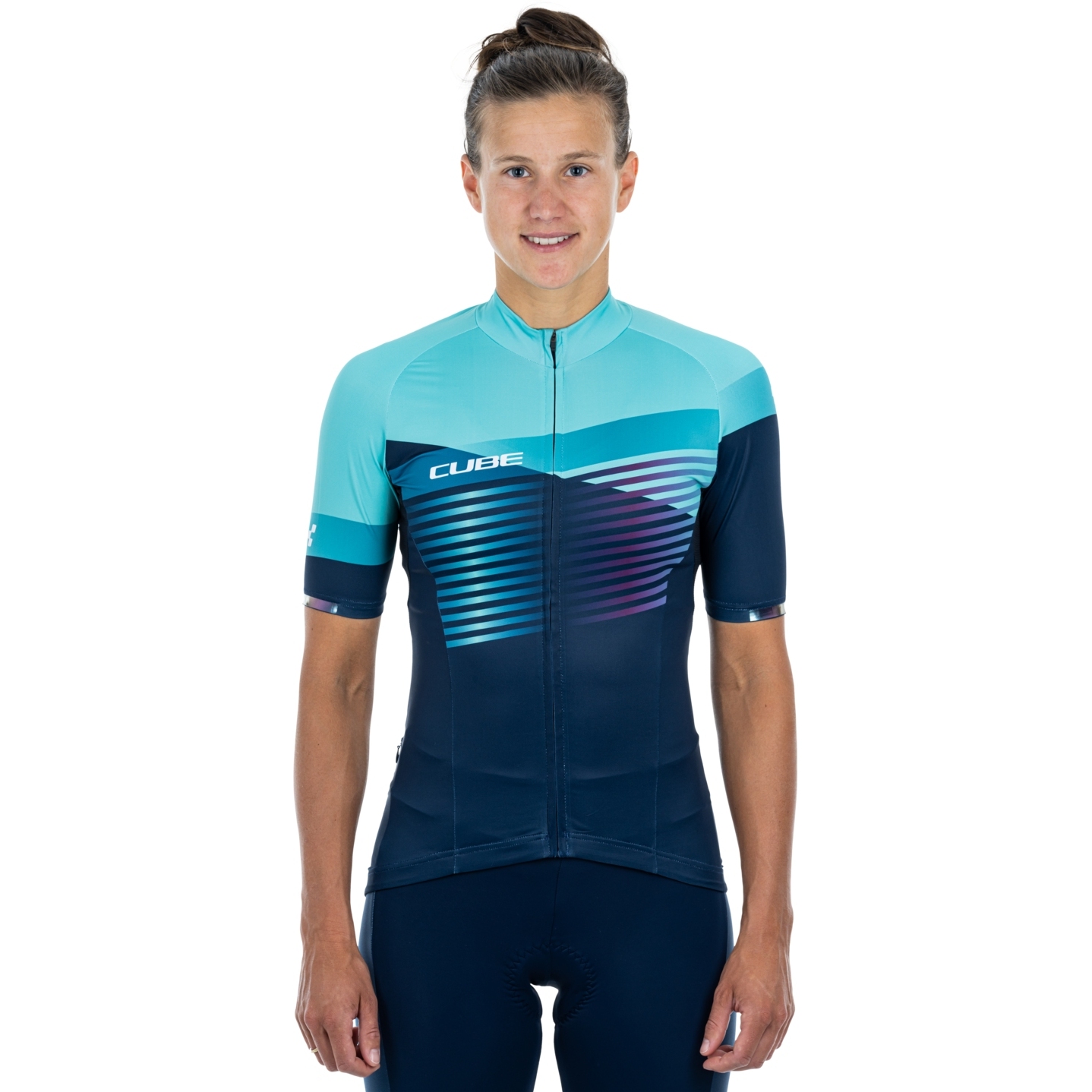 Produktbild von CUBE TEAMLINE Kurzarmtrikot Damen - blue&#039;n&#039;mint