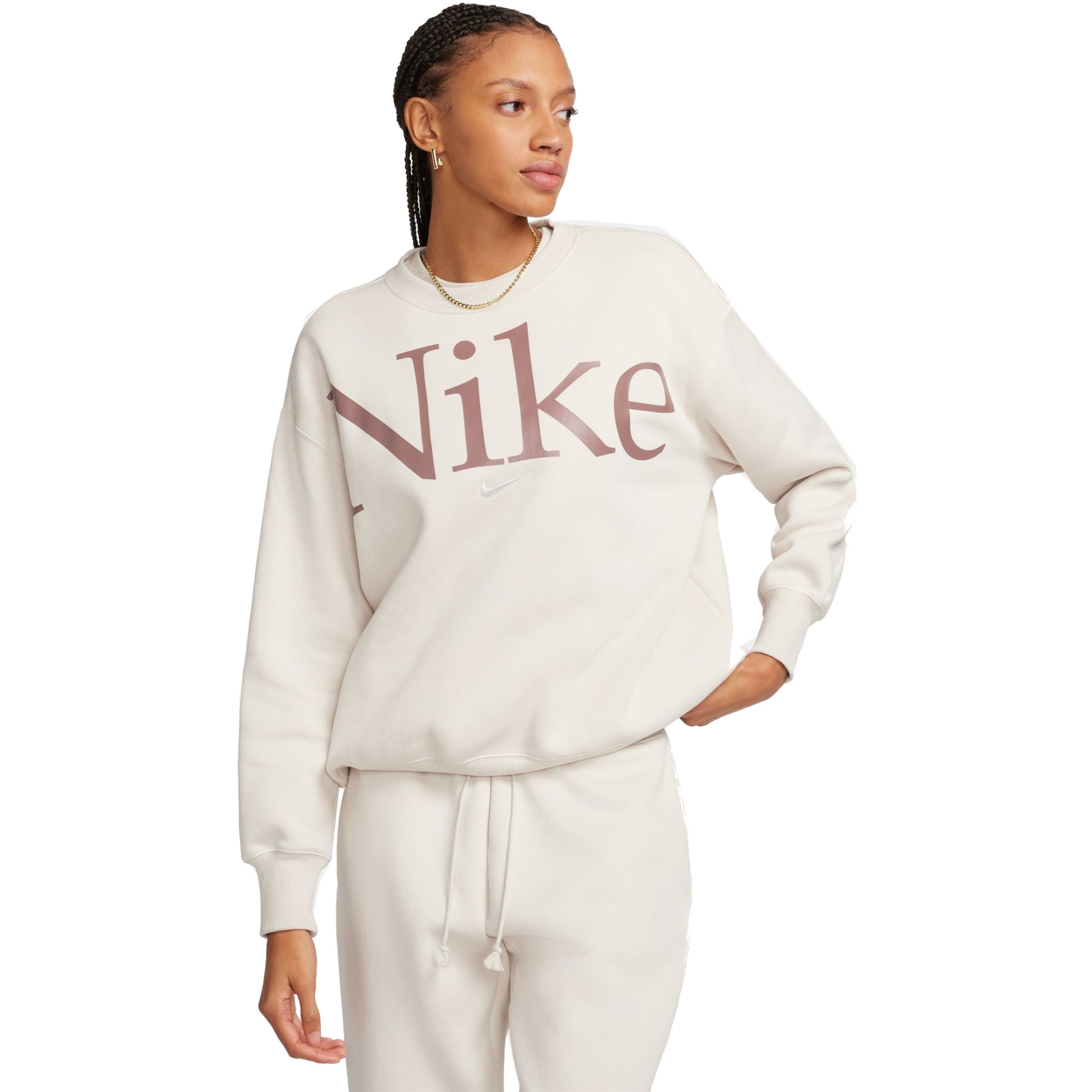 Produktbild von Nike Sportswear Phoenix Fleece Oversize-Sweatshirt Damen - light orewood brown/smokey mauve/sail FN3654-104