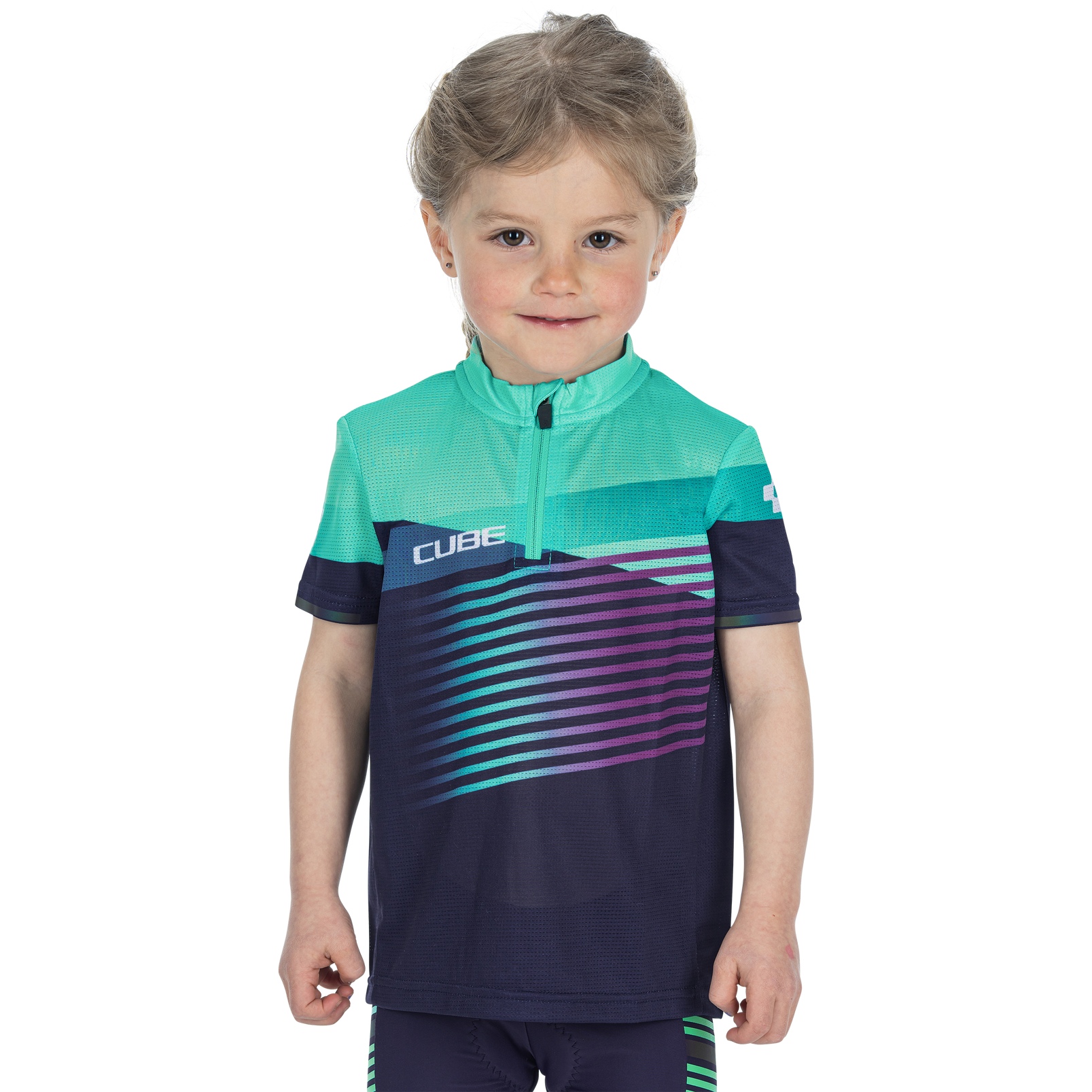 Picture of CUBE TEAMLINE ROOKIE Short Sleeve Jersey Kids - blue&#039;n&#039;mint