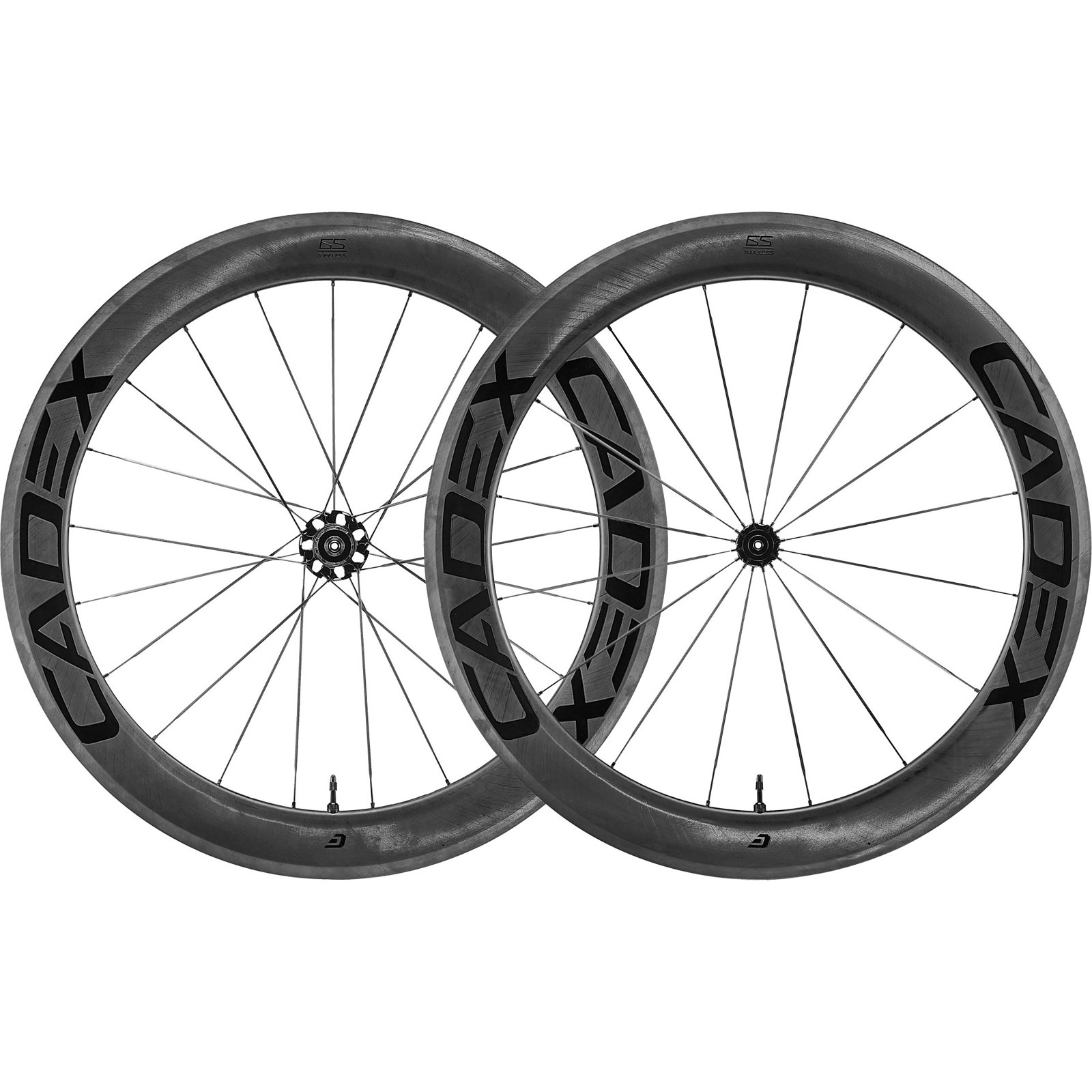 Photo produit de CADEX 65 Tubeless Disc 28 Inch Wheelset - Clincher - FW: 12x100mm Thru Axle | RW:12x142mm Thru Axle